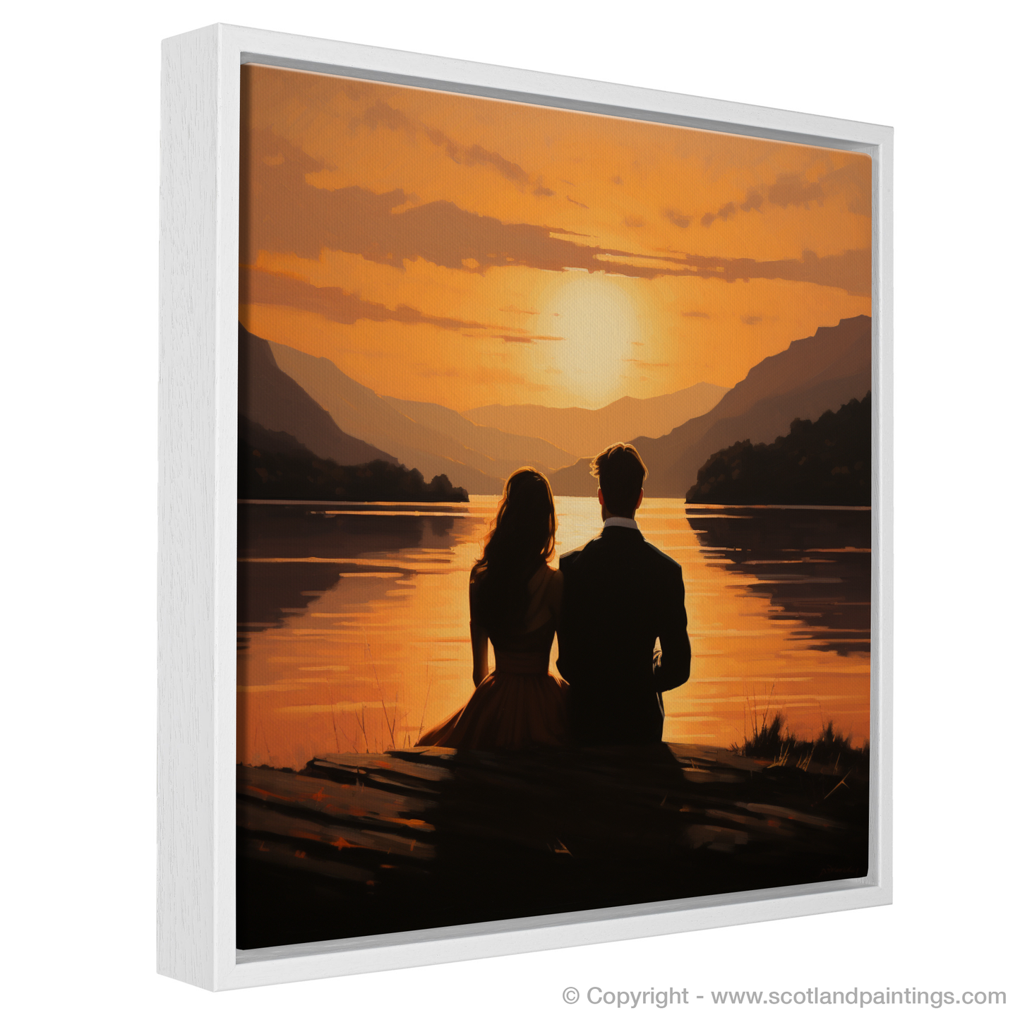 Painting and Art Print of Sunset over Loch Lomond entitled "Sunset Serenade over Loch Lomond".