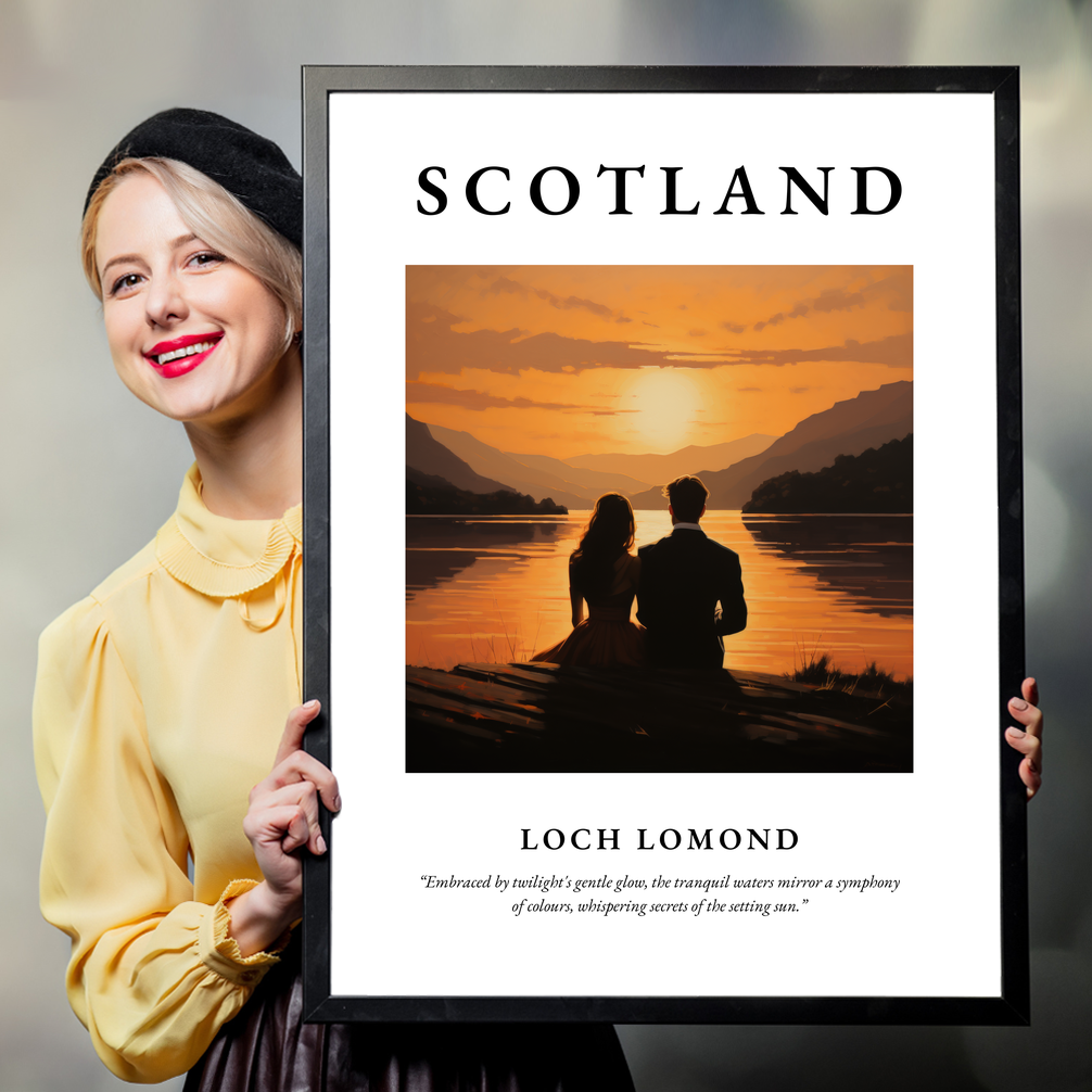 Person holding a poster of Loch Lomond