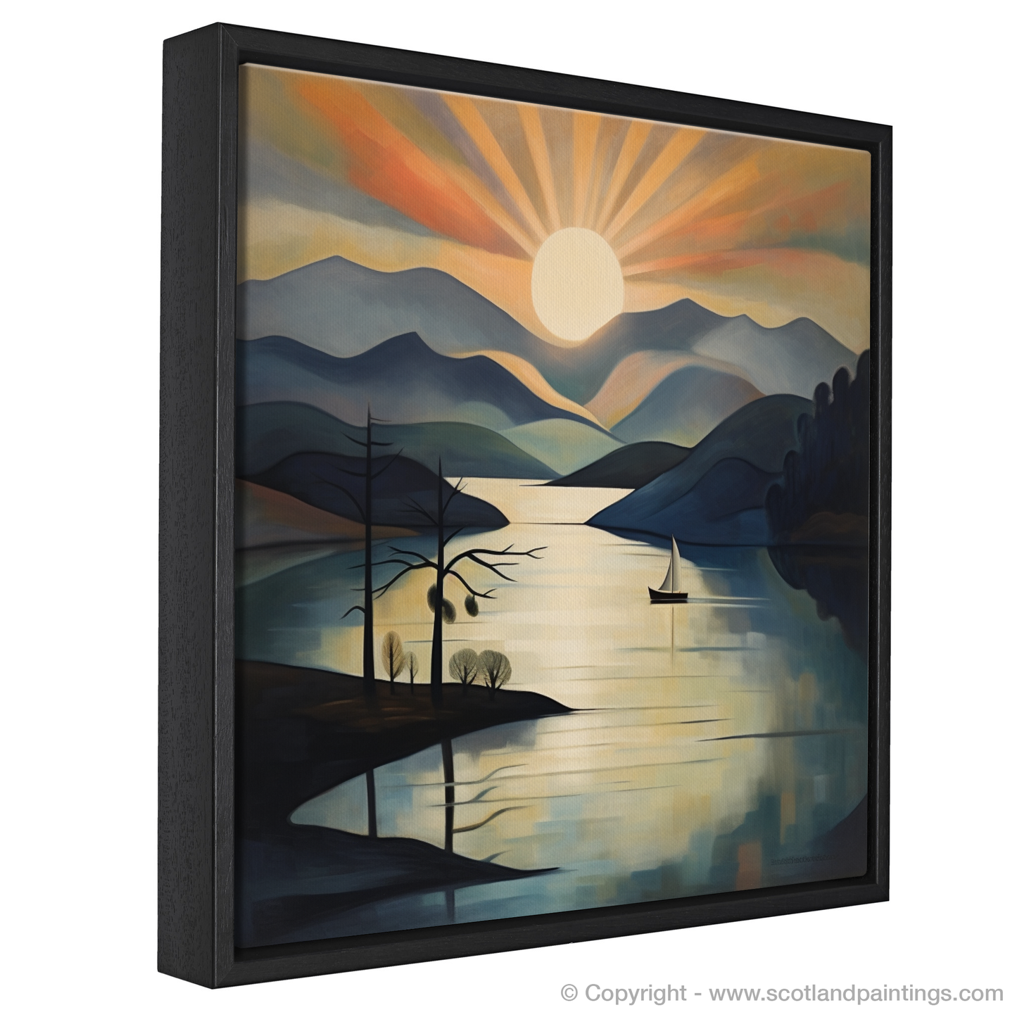 Painting and Art Print of Misty morning on Loch Lomond entitled "Misty Serenity on Loch Lomond".