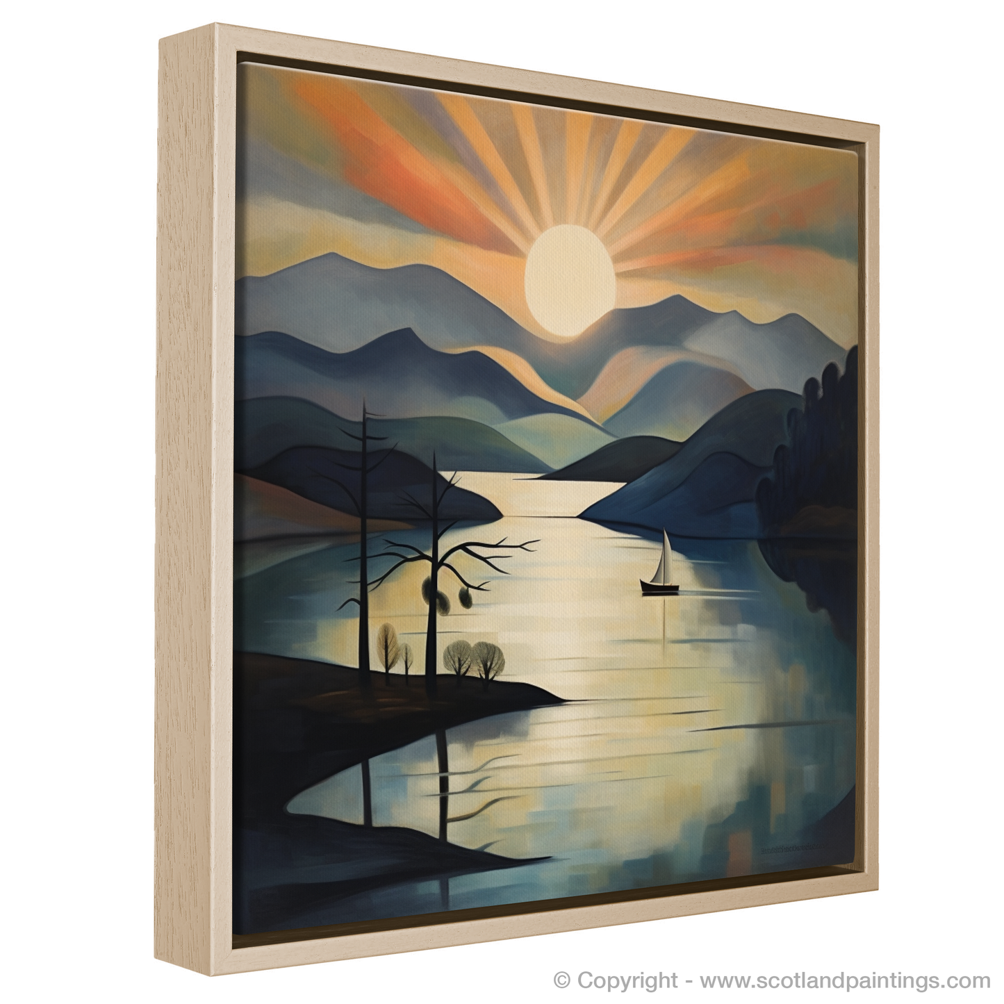 Painting and Art Print of Misty morning on Loch Lomond entitled "Misty Serenity on Loch Lomond".