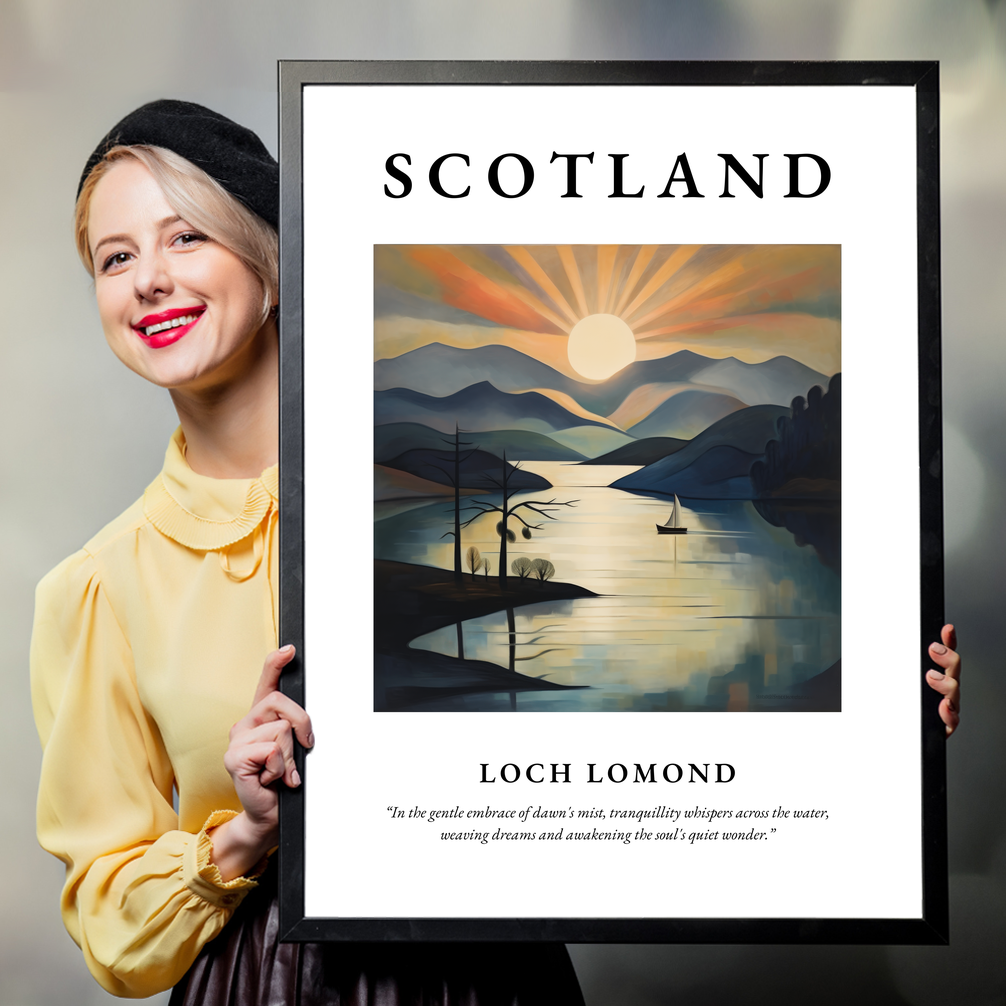 Person holding a poster of Loch Lomond