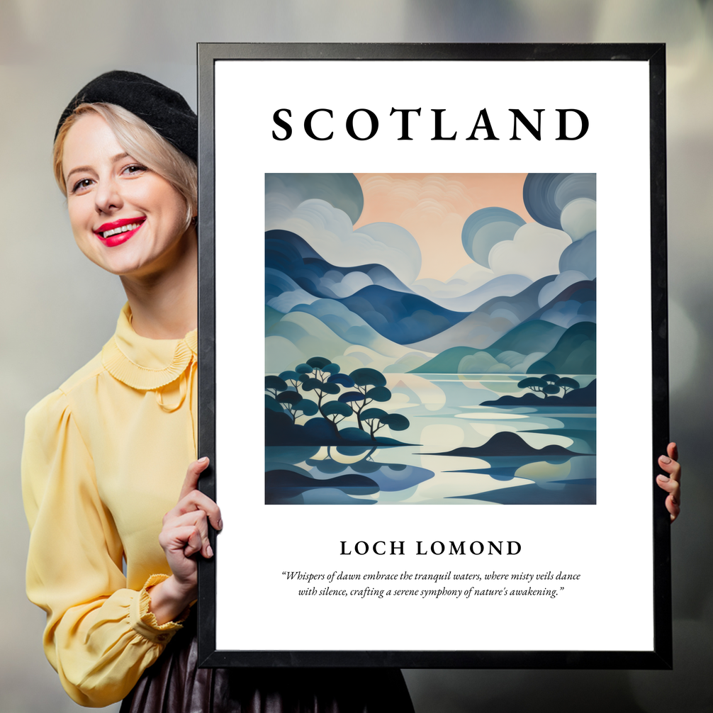 Person holding a poster of Loch Lomond