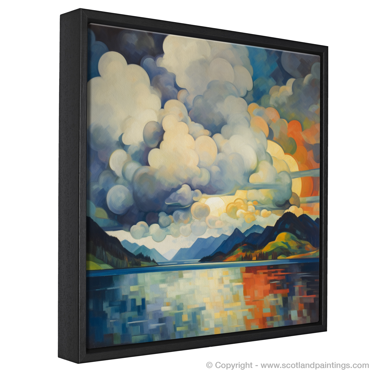 Painting and Art Print of Storm clouds above Loch Lomond entitled "Storm's Embrace: Abstract Visions of Loch Lomond".