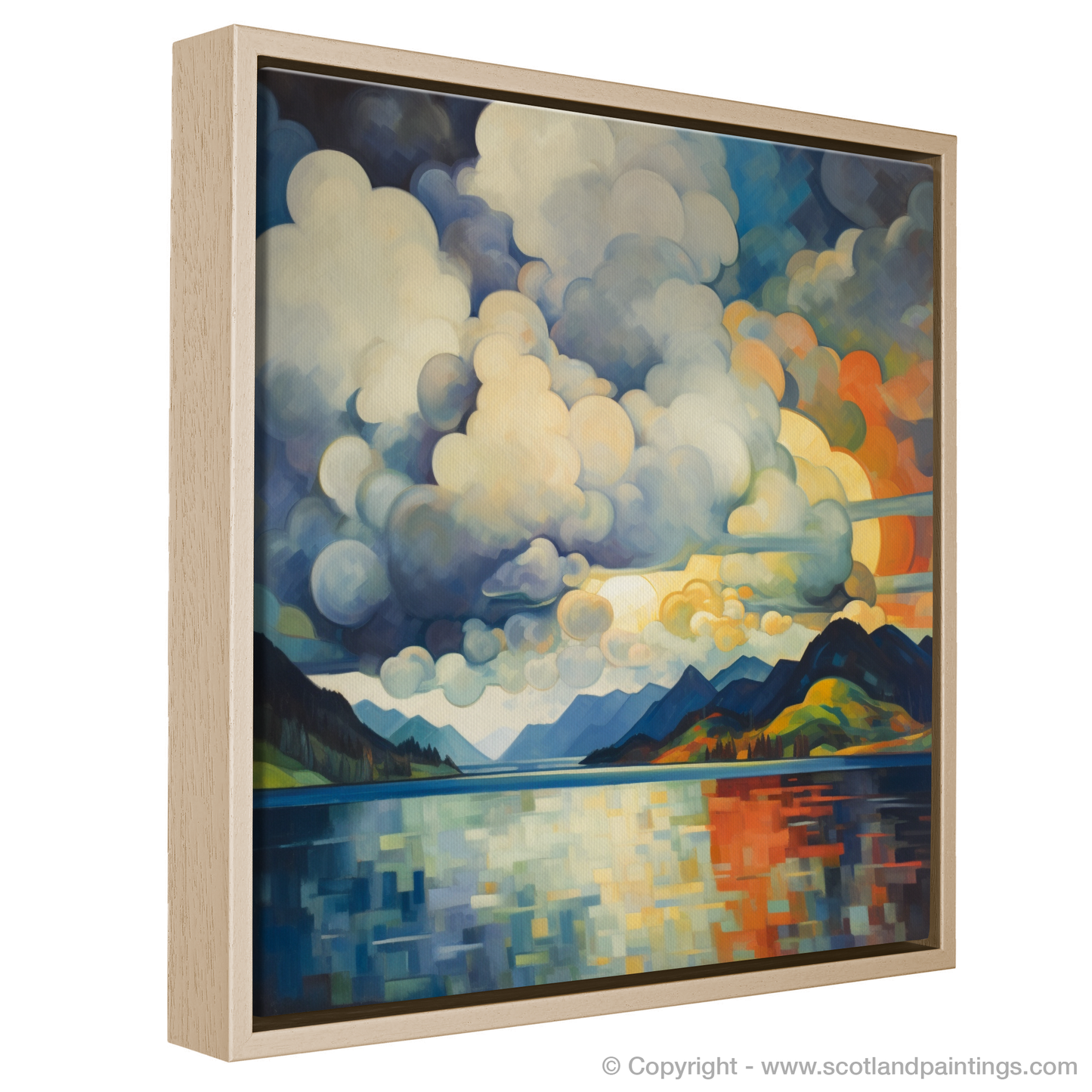 Painting and Art Print of Storm clouds above Loch Lomond entitled "Storm's Embrace: Abstract Visions of Loch Lomond".