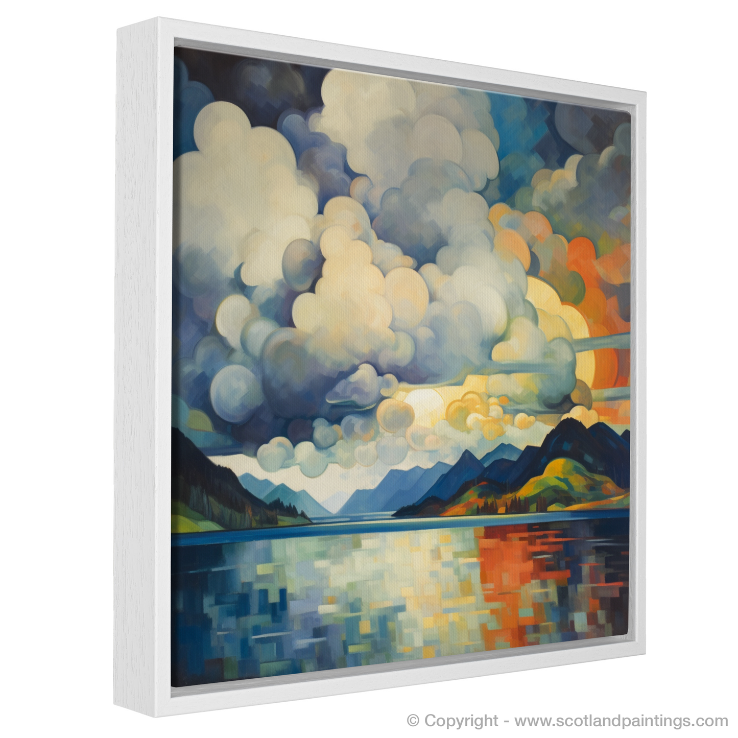Painting and Art Print of Storm clouds above Loch Lomond entitled "Storm's Embrace: Abstract Visions of Loch Lomond".