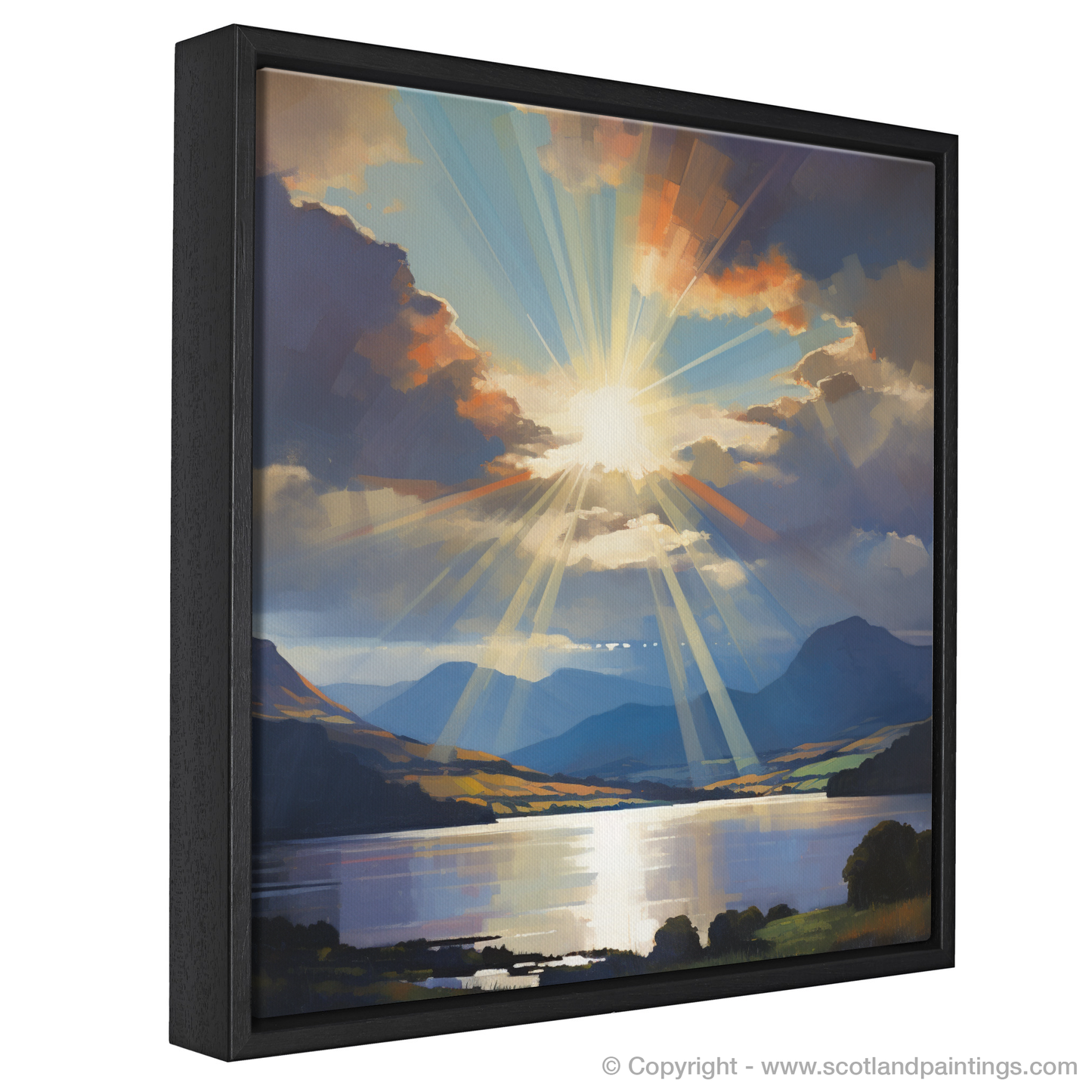 Painting and Art Print of Crepuscular rays above Loch Lomond entitled "Crepuscular Majesty over Loch Lomond".