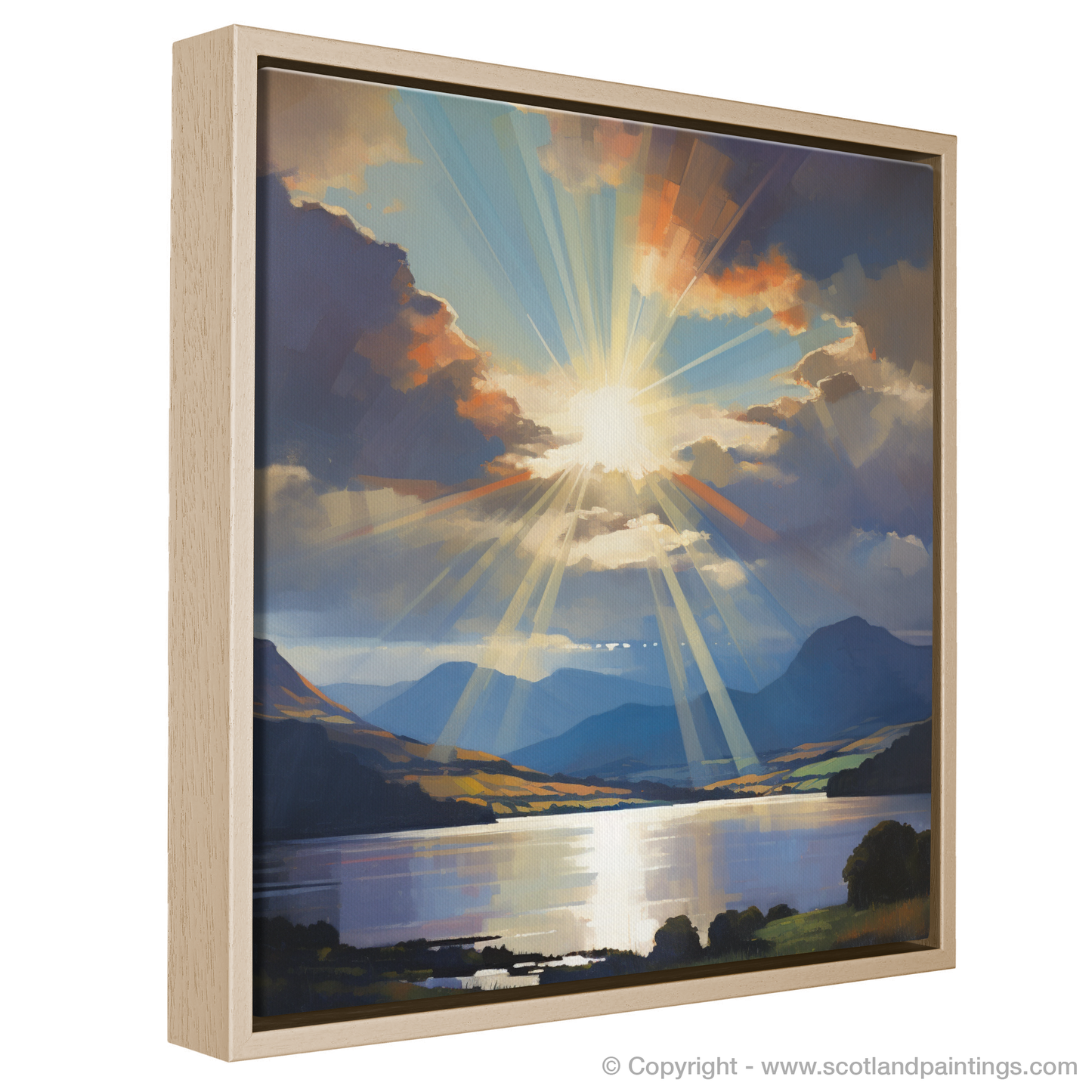 Painting and Art Print of Crepuscular rays above Loch Lomond entitled "Crepuscular Majesty over Loch Lomond".