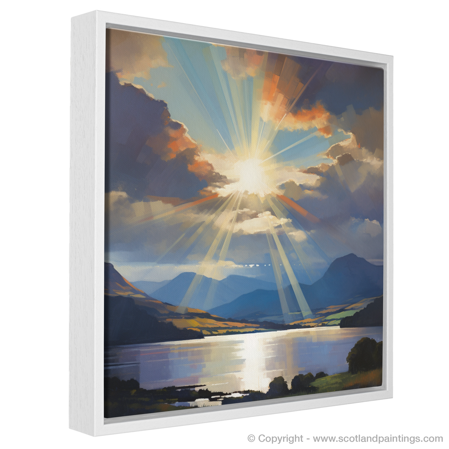 Painting and Art Print of Crepuscular rays above Loch Lomond entitled "Crepuscular Majesty over Loch Lomond".