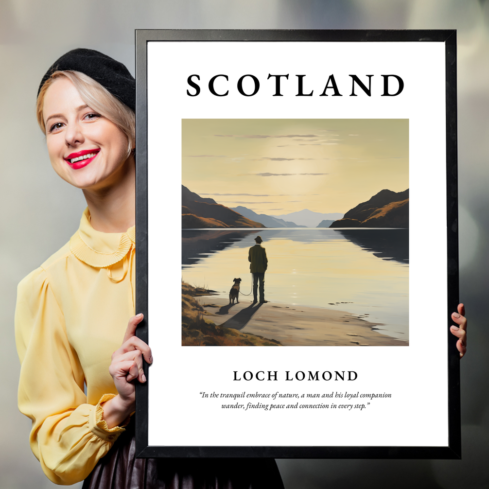 Person holding a poster of Loch Lomond