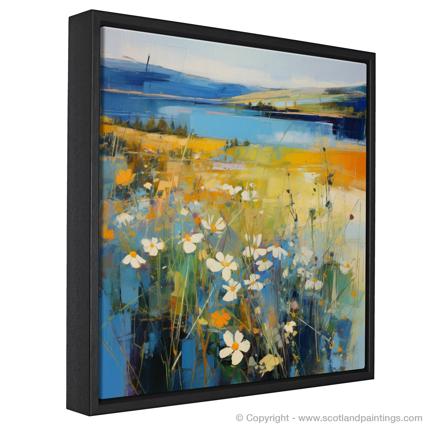 Painting and Art Print of Wildflowers by Loch Lomond entitled "Wildflowers Dance by Loch Lomond".
