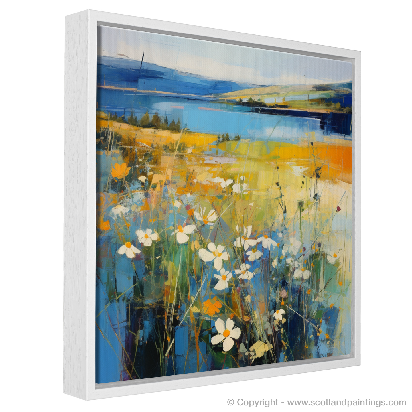 Painting and Art Print of Wildflowers by Loch Lomond entitled "Wildflowers Dance by Loch Lomond".