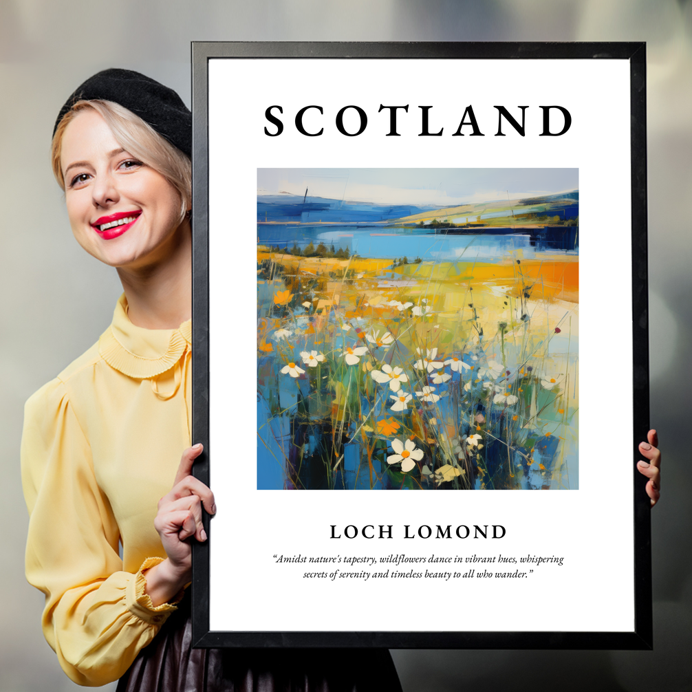 Person holding a poster of Loch Lomond