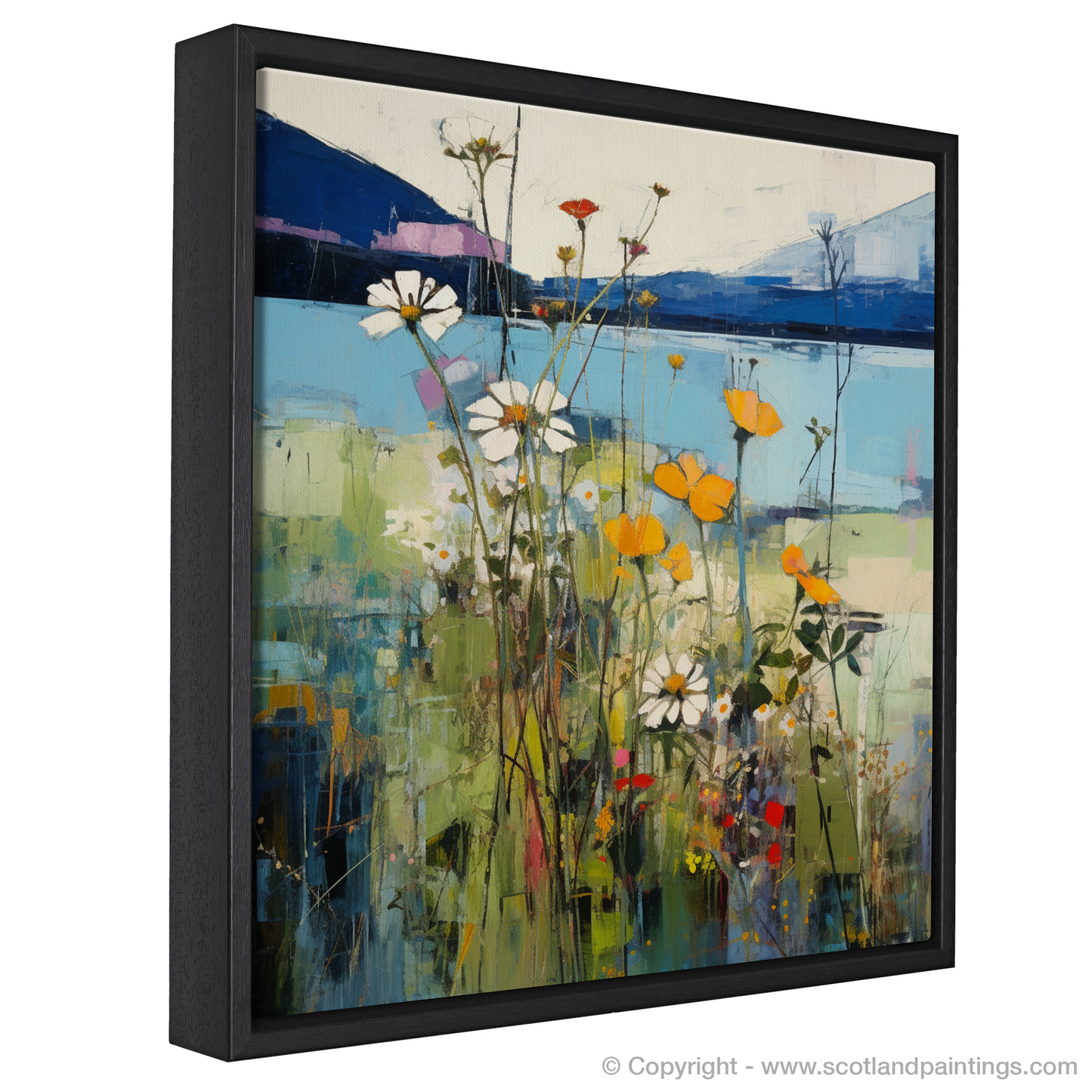 Painting and Art Print of Wildflowers by Loch Lomond entitled "Wildflowers Dance by Loch Lomond".