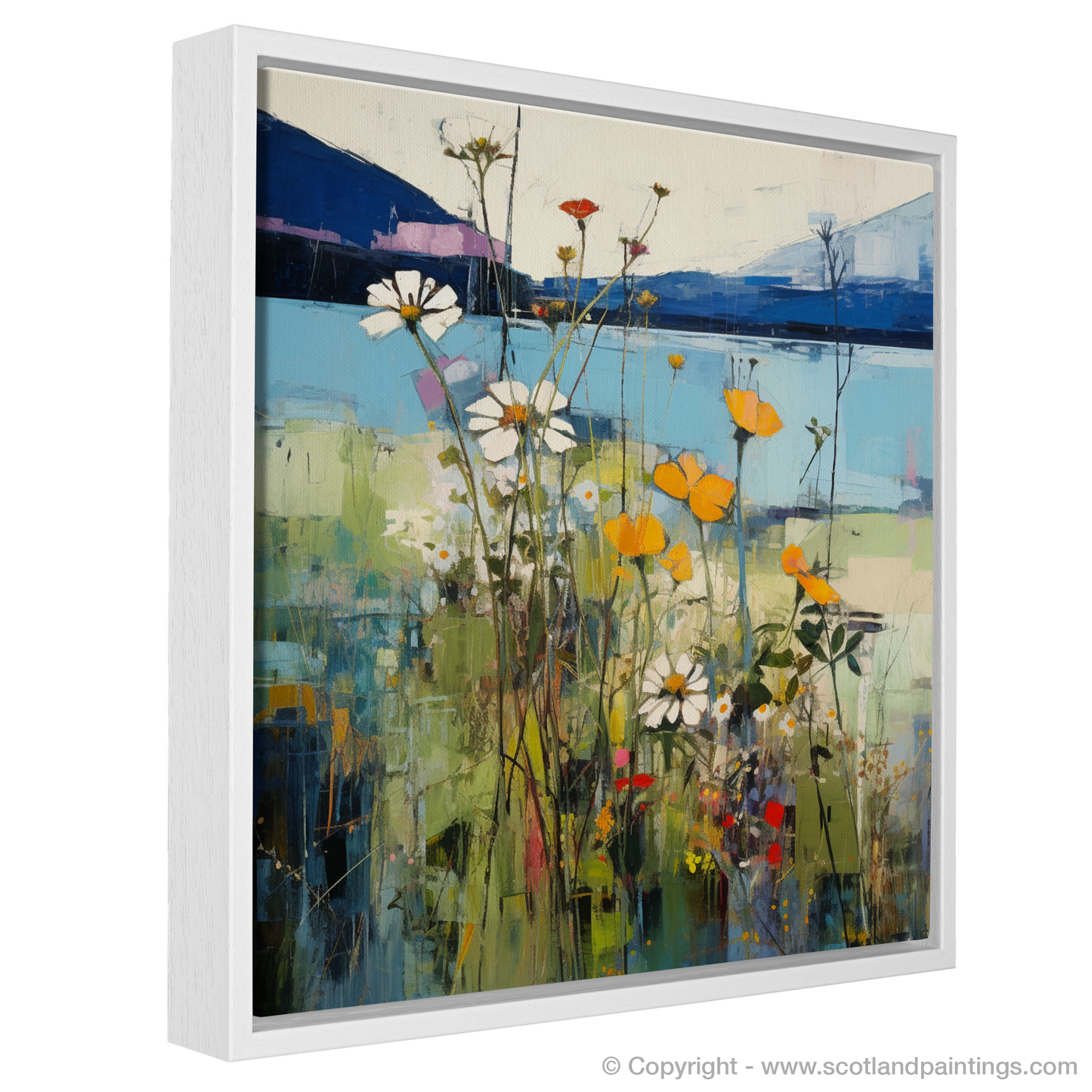 Painting and Art Print of Wildflowers by Loch Lomond entitled "Wildflowers Dance by Loch Lomond".