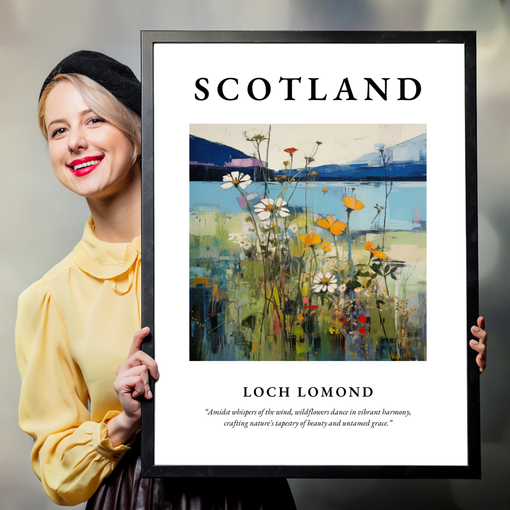 Person holding a poster of Loch Lomond