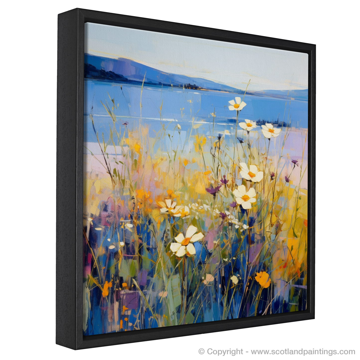 Painting and Art Print of Wildflowers by Loch Lomond entitled "Wildflowers Dance by Loch Lomond: An Abstract Impressionist Tribute".