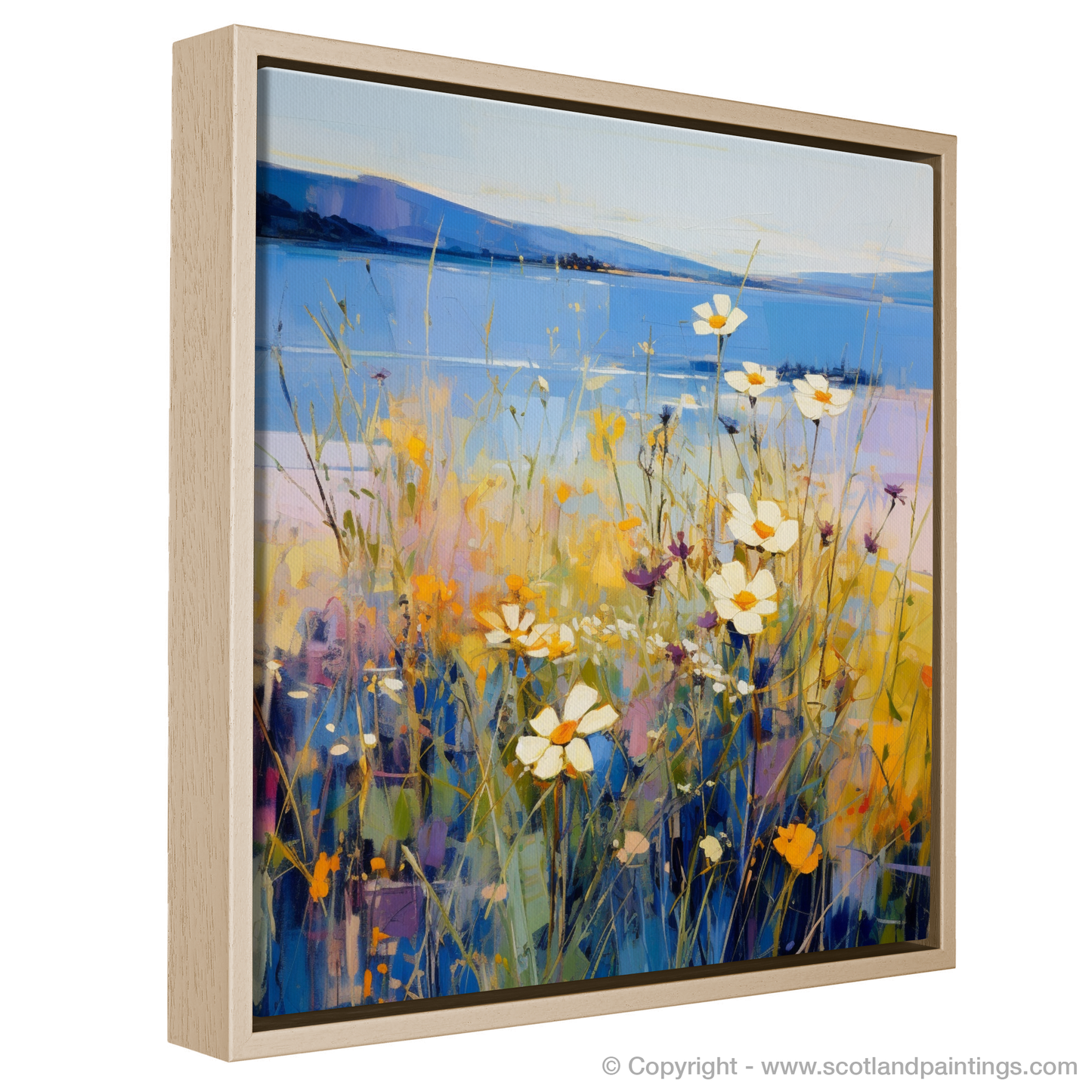 Painting and Art Print of Wildflowers by Loch Lomond entitled "Wildflowers Dance by Loch Lomond: An Abstract Impressionist Tribute".