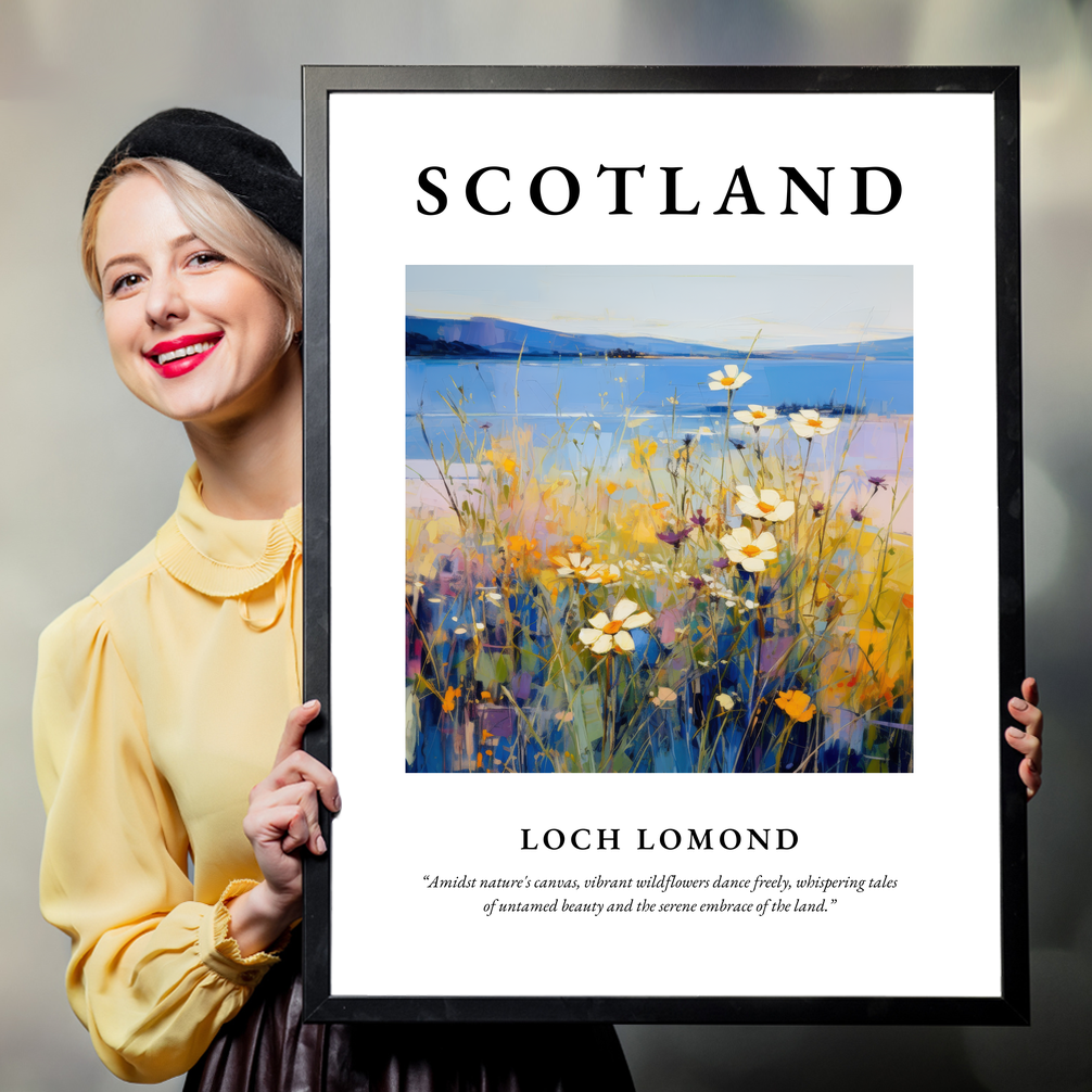 Person holding a poster of Loch Lomond