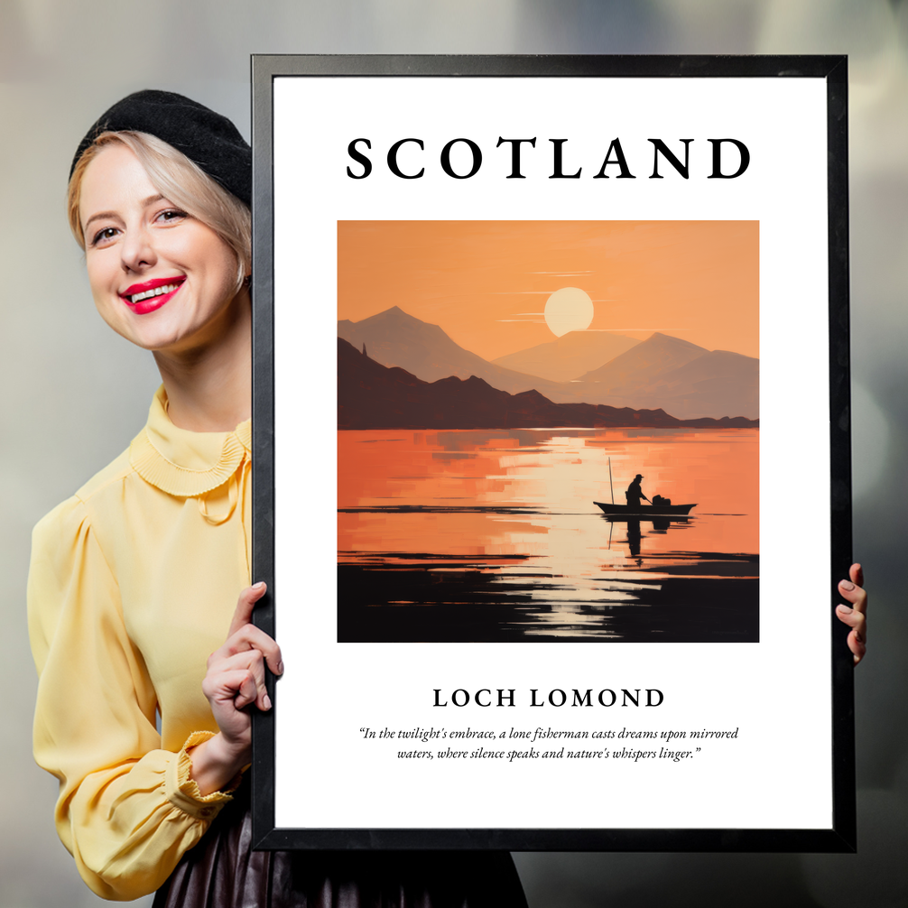 Person holding a poster of Loch Lomond