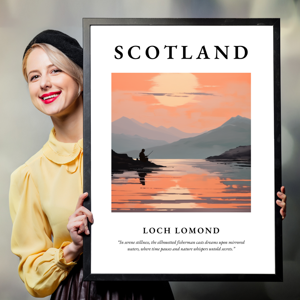 Person holding a poster of Loch Lomond