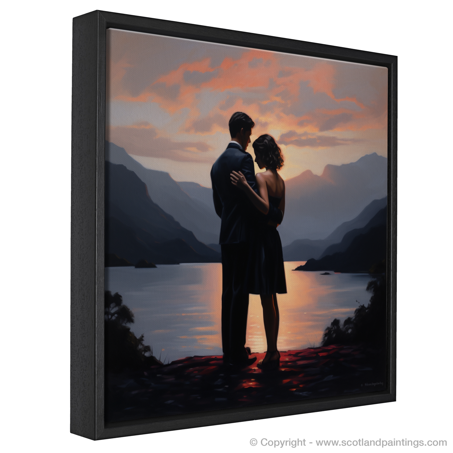 Painting and Art Print of Dusk on Loch Lomond entitled "Embrace at Dusk on Loch Lomond".