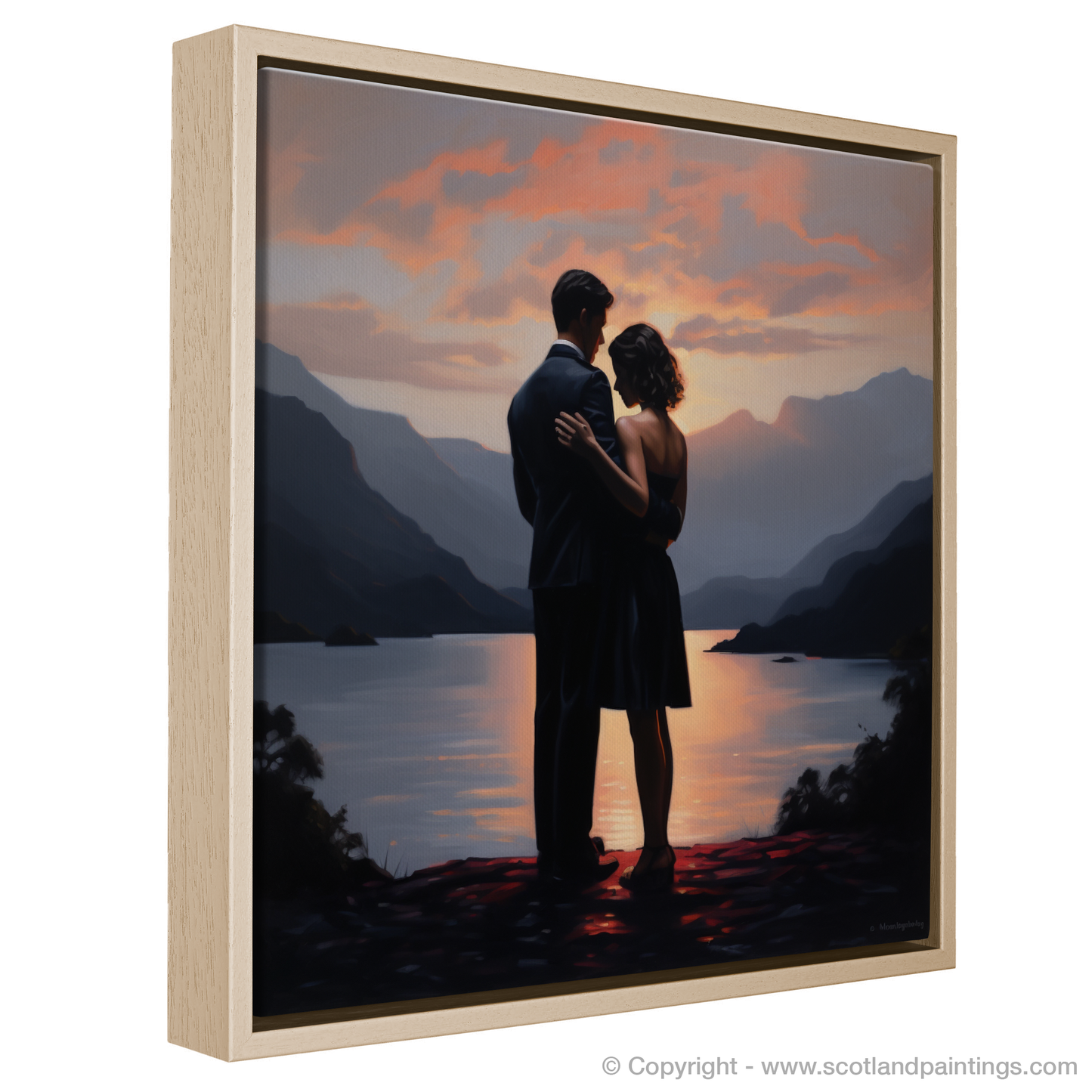 Painting and Art Print of Dusk on Loch Lomond entitled "Embrace at Dusk on Loch Lomond".