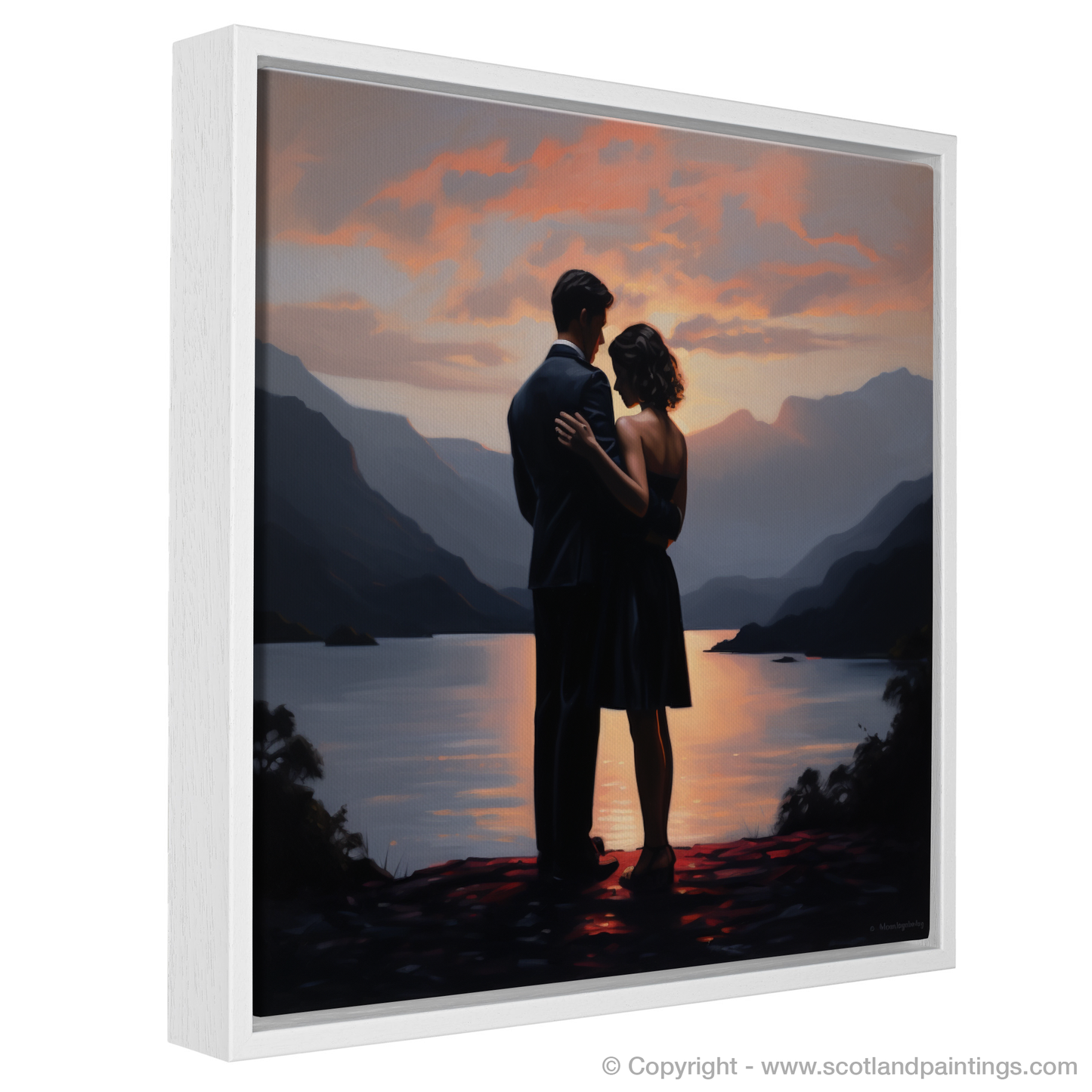 Painting and Art Print of Dusk on Loch Lomond entitled "Embrace at Dusk on Loch Lomond".