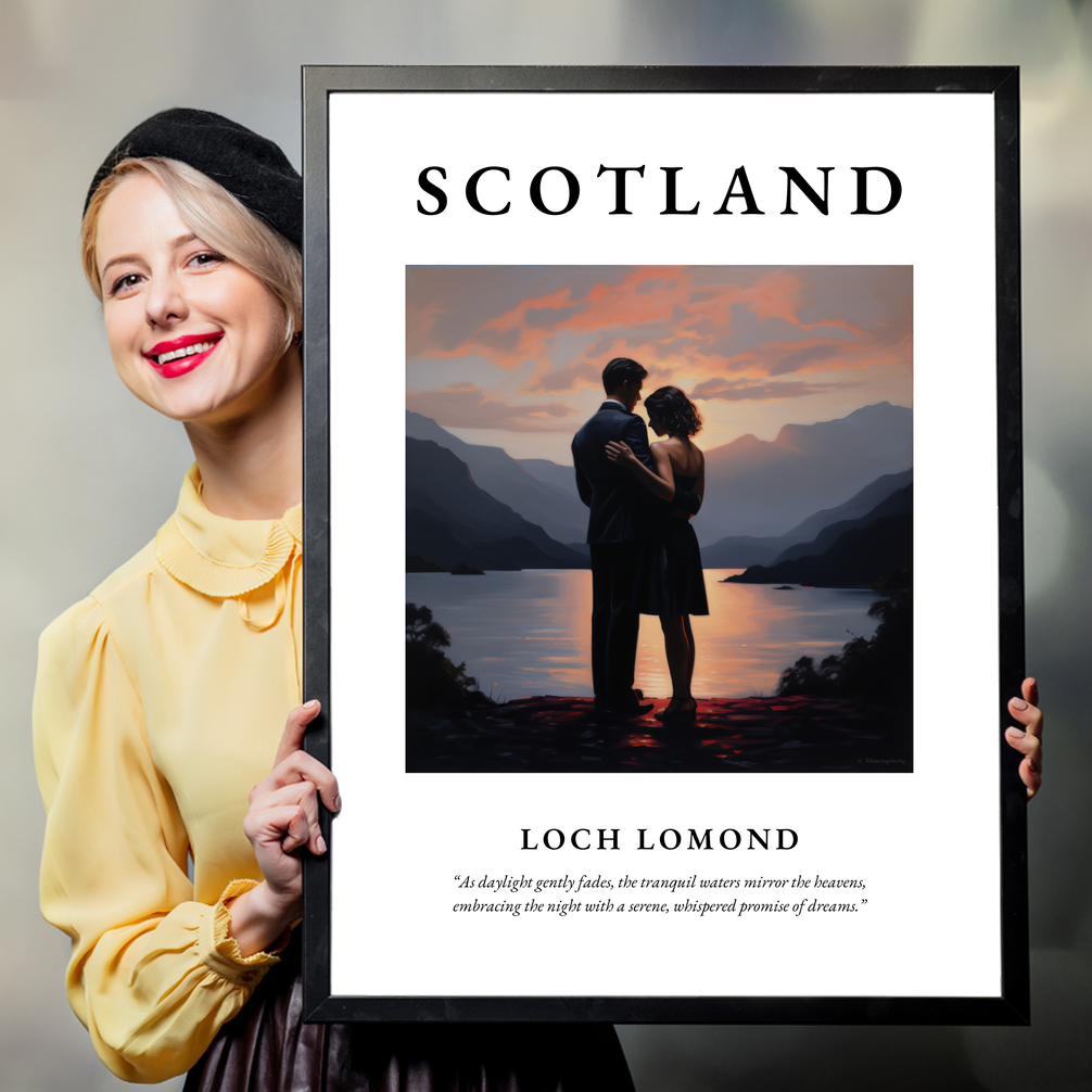 Person holding a poster of Loch Lomond