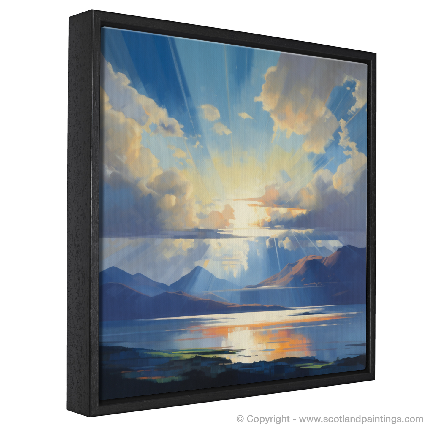 Painting and Art Print of Crepuscular rays above Loch Lomond entitled "Crepuscular Majesty Over Loch Lomond".