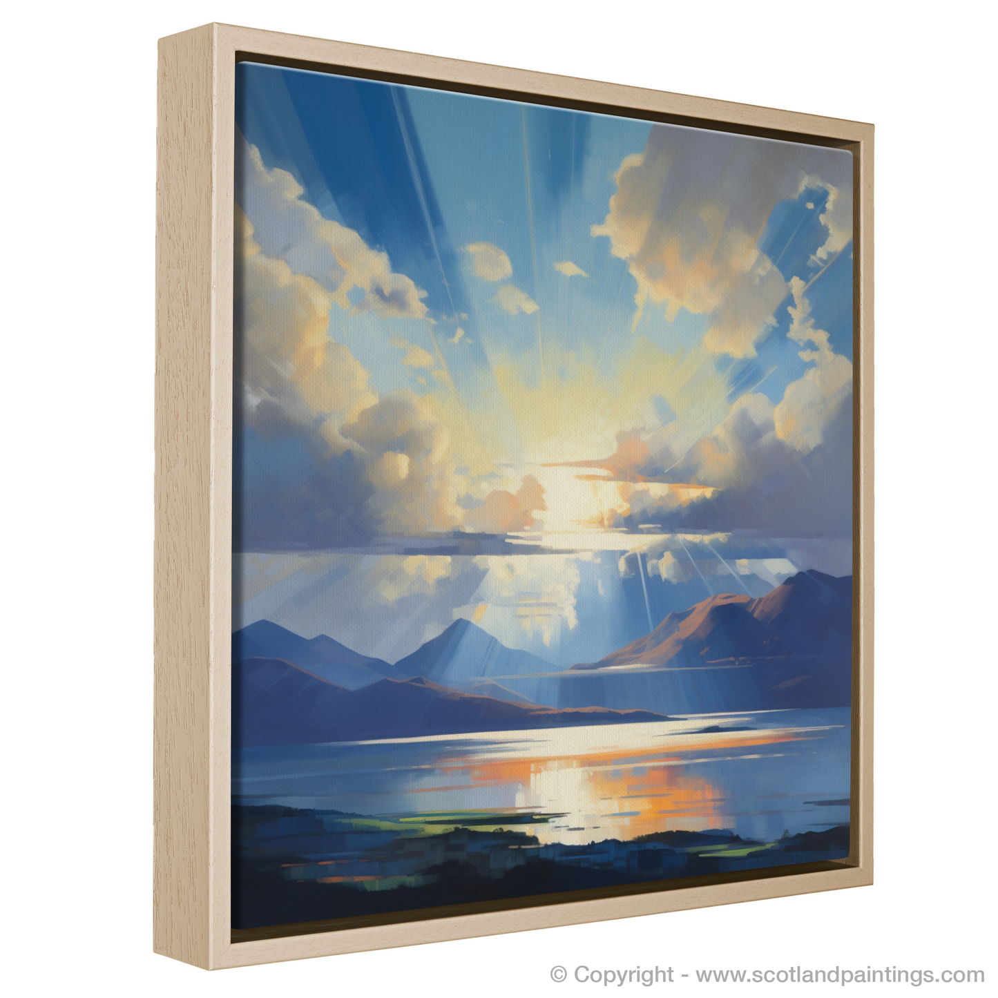 Painting and Art Print of Crepuscular rays above Loch Lomond entitled "Crepuscular Majesty Over Loch Lomond".