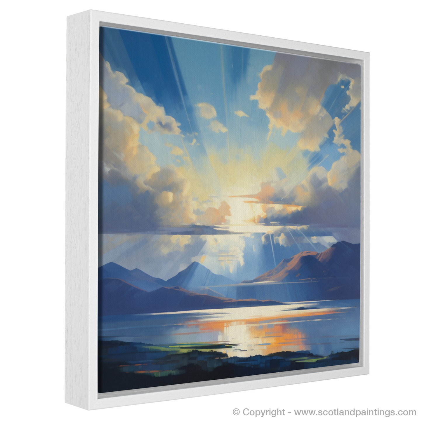 Painting and Art Print of Crepuscular rays above Loch Lomond entitled "Crepuscular Majesty Over Loch Lomond".