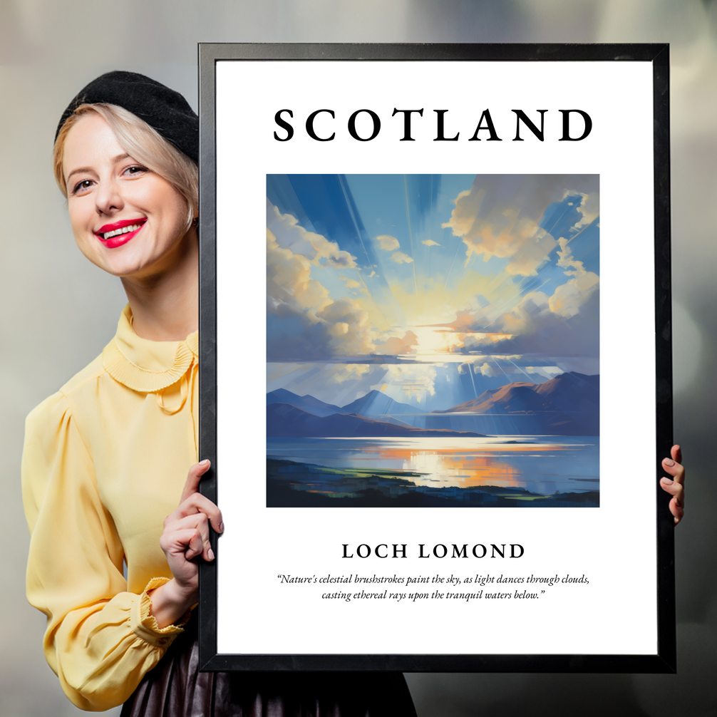 Person holding a poster of Loch Lomond