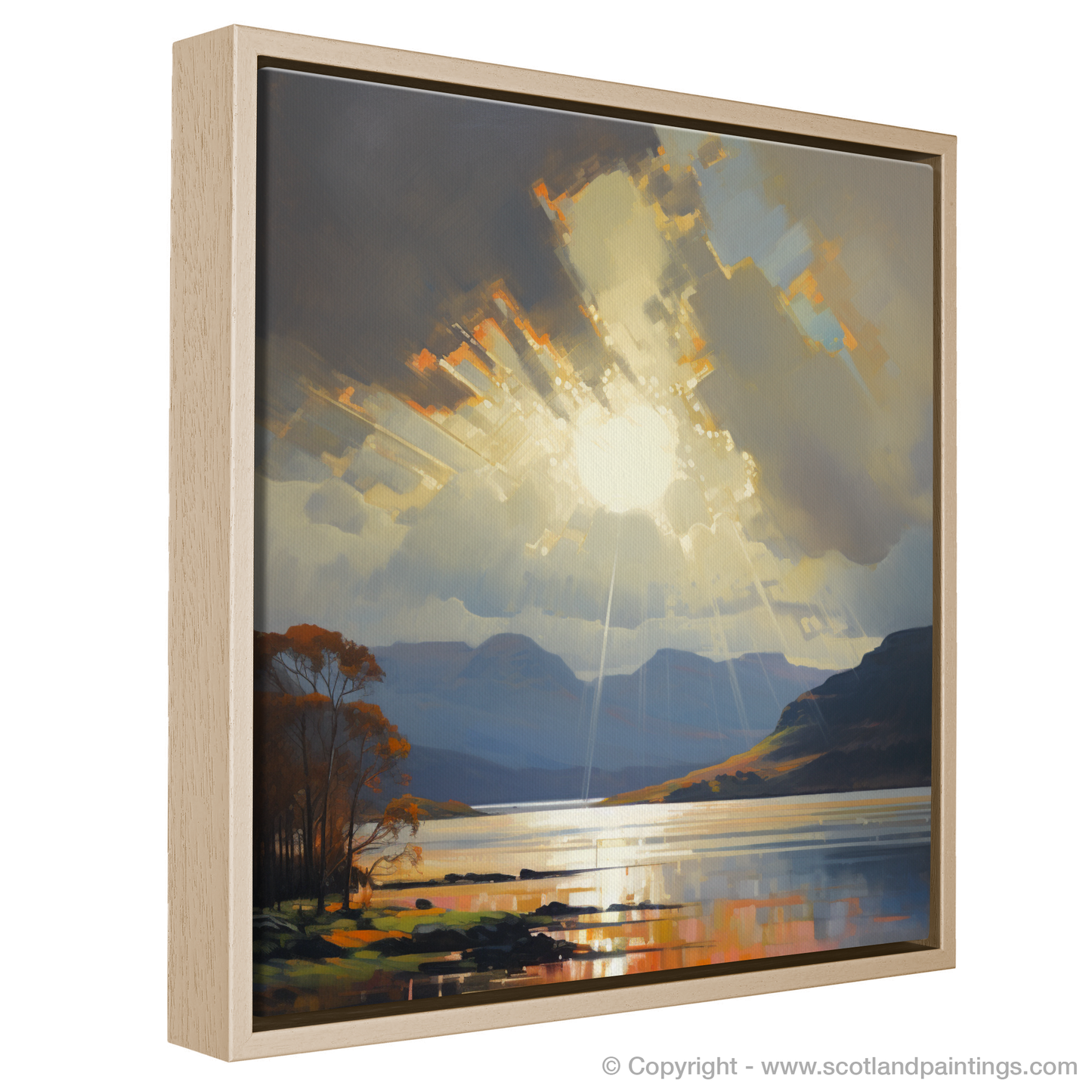 Painting and Art Print of Crepuscular rays above Loch Lomond entitled "Crepuscular Majesty over Loch Lomond".