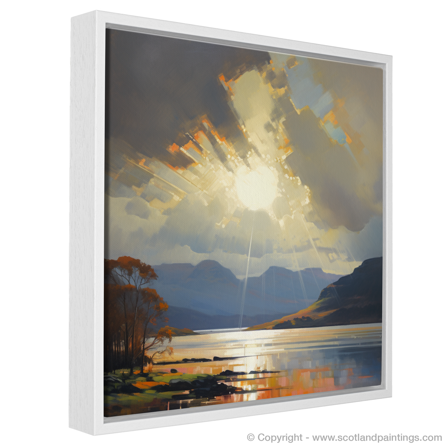 Painting and Art Print of Crepuscular rays above Loch Lomond entitled "Crepuscular Majesty over Loch Lomond".