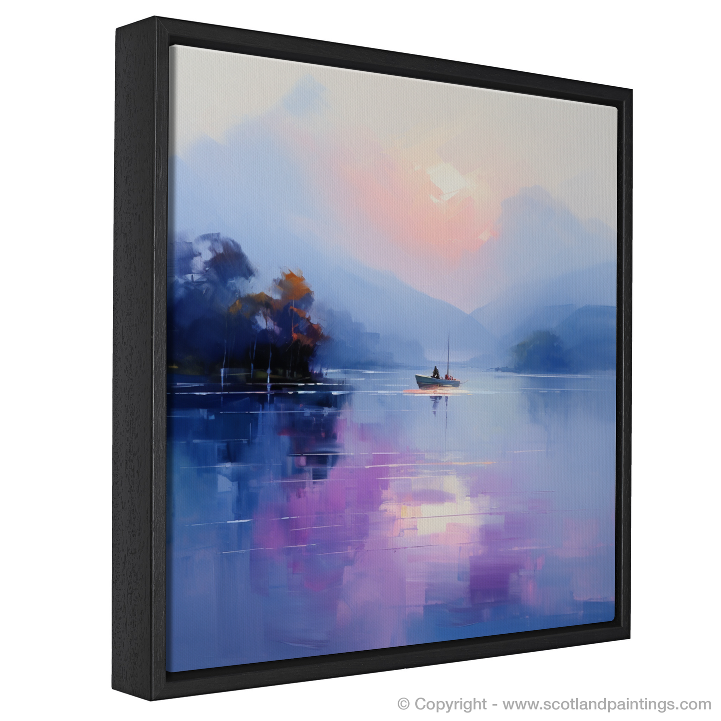 Painting and Art Print of Misty morning on Loch Lomond entitled "Misty Morning Majesty on Loch Lomond".