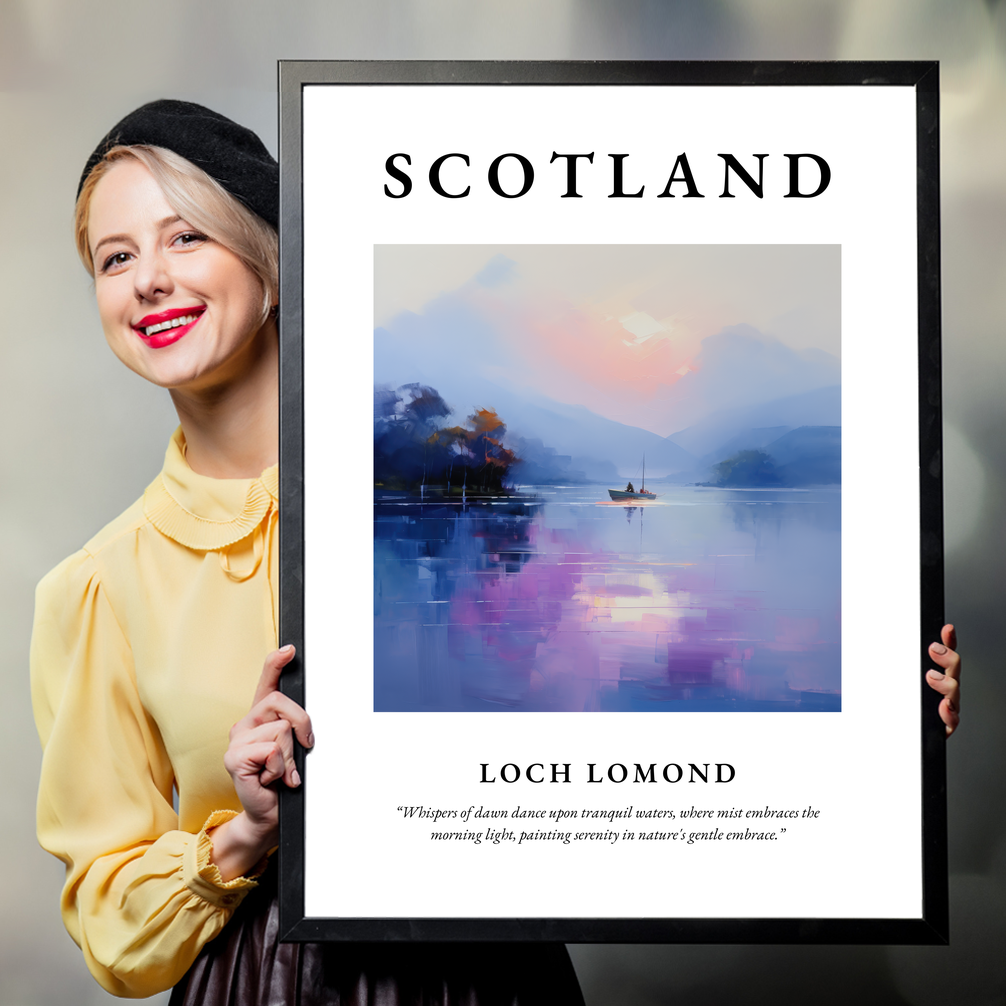 Person holding a poster of Loch Lomond