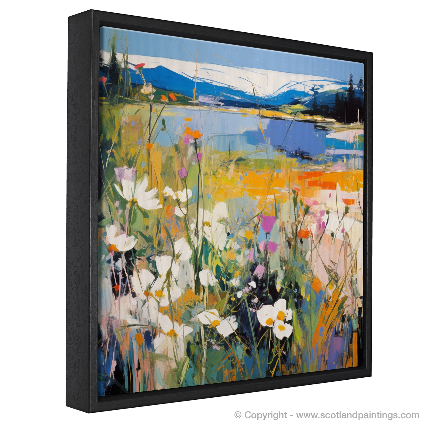 Painting and Art Print of Wildflowers by Loch Lomond entitled "Wildflowers Dance by Loch Lomond".