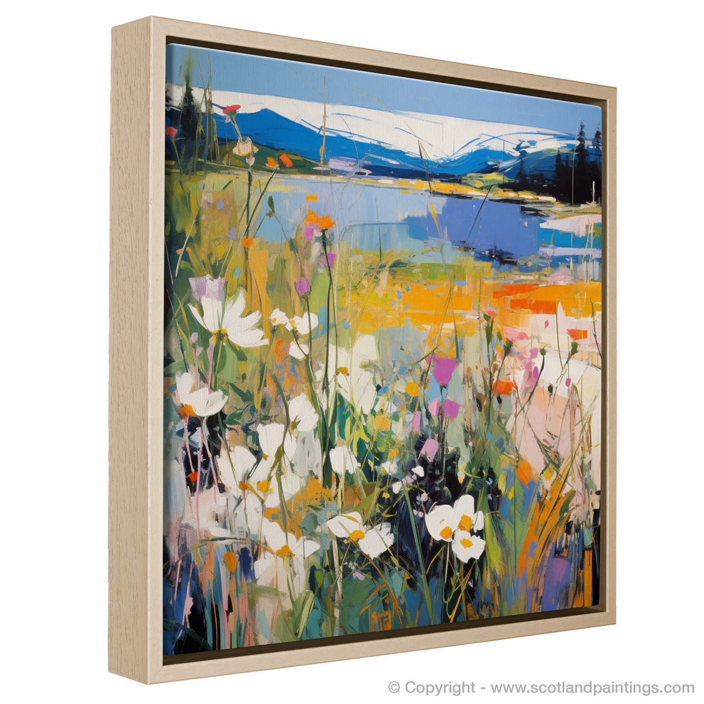 Painting and Art Print of Wildflowers by Loch Lomond entitled "Wildflowers Dance by Loch Lomond".