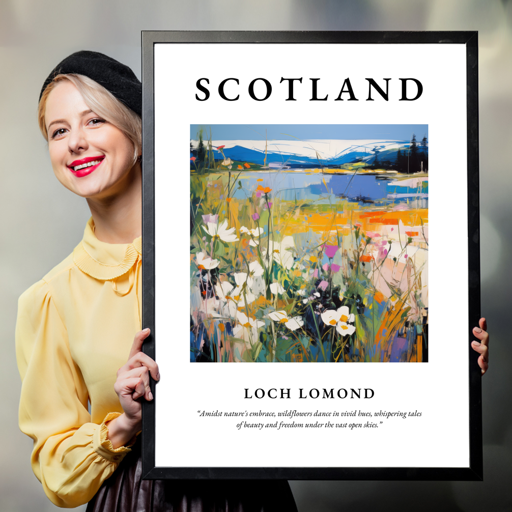 Person holding a poster of Loch Lomond