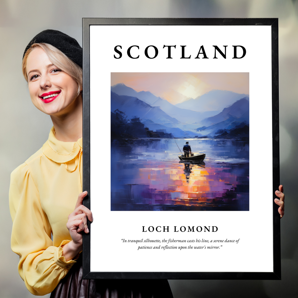 Person holding a poster of Loch Lomond