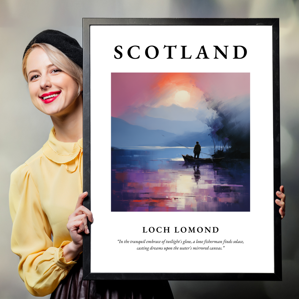 Person holding a poster of Loch Lomond