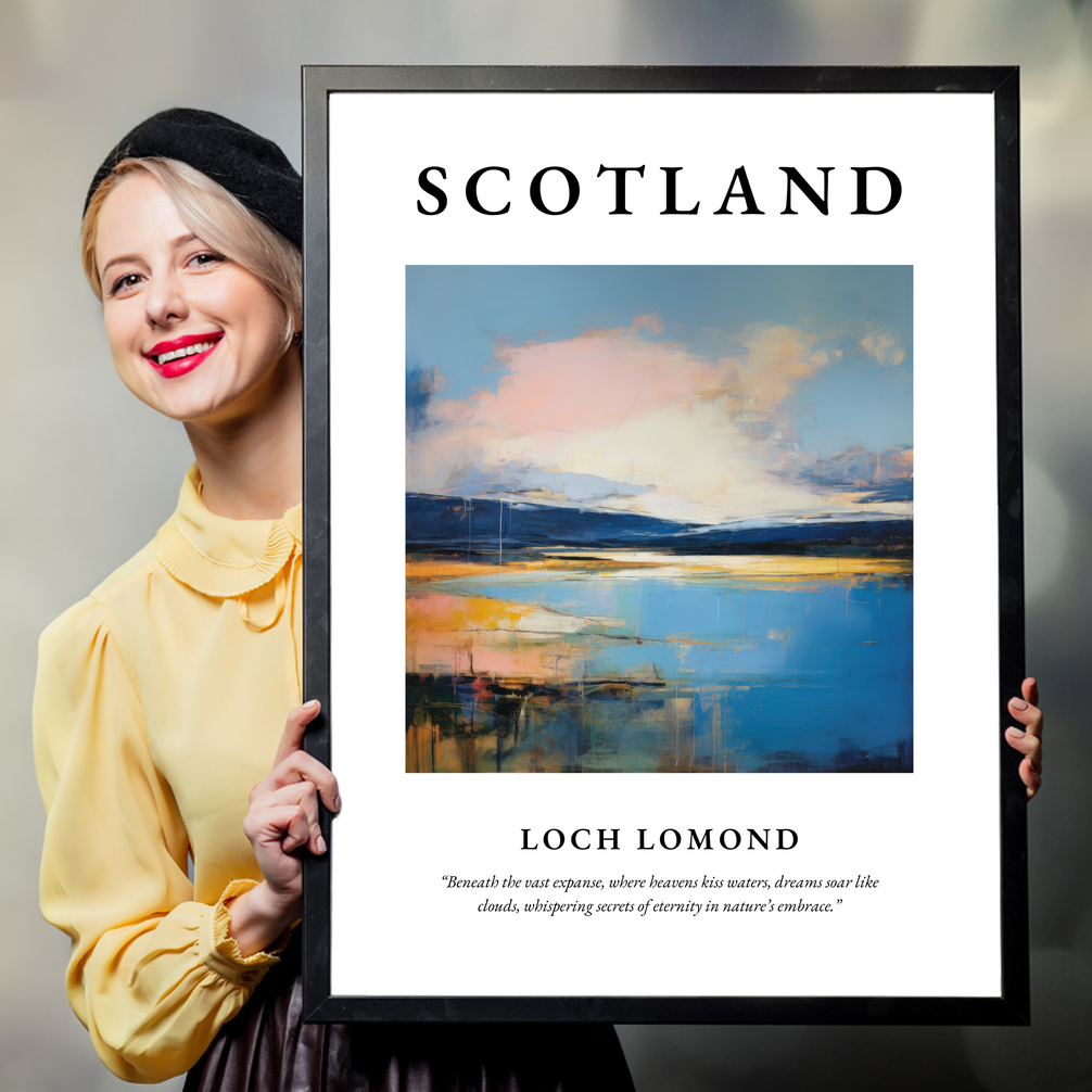 Person holding a poster of Loch Lomond