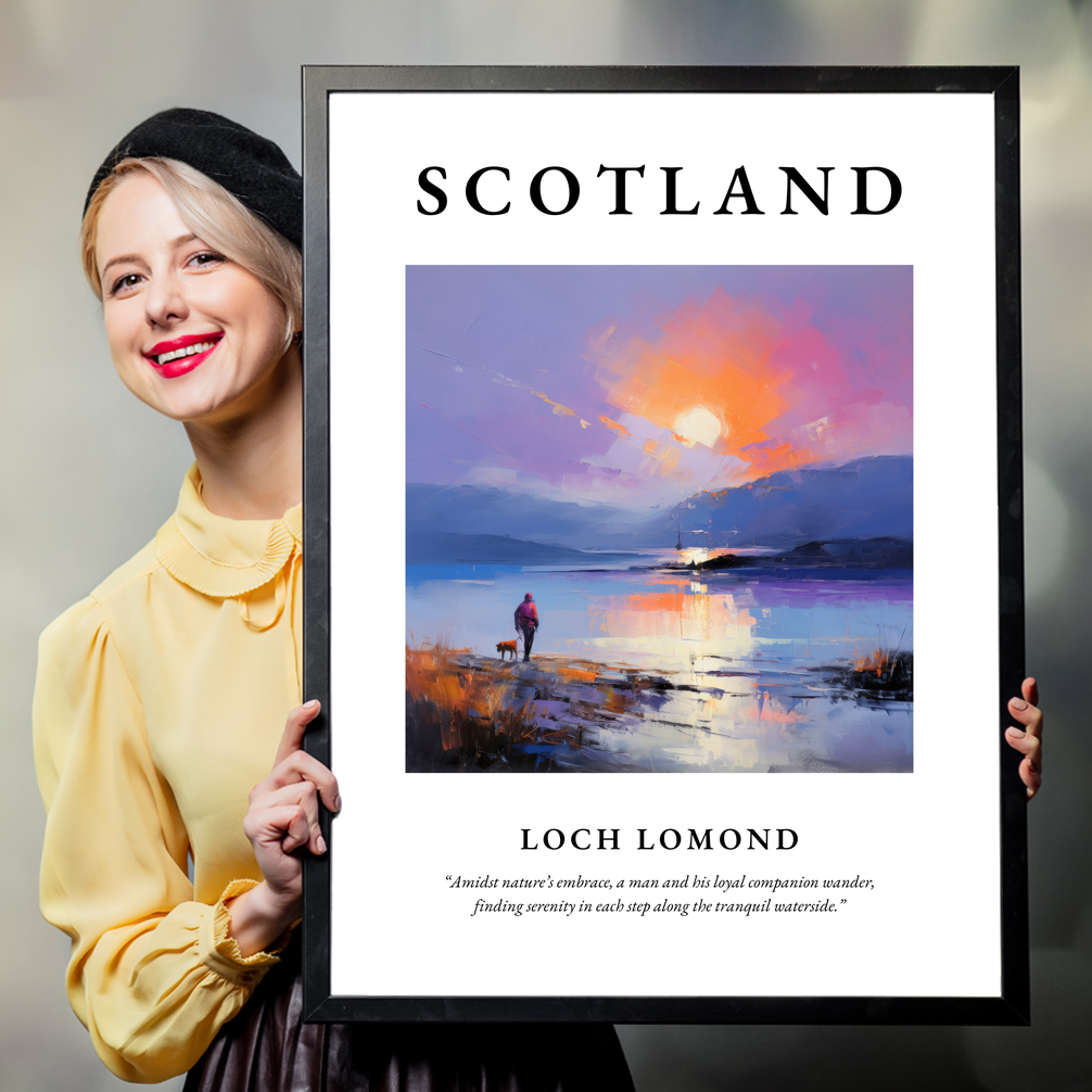 Person holding a poster of Loch Lomond