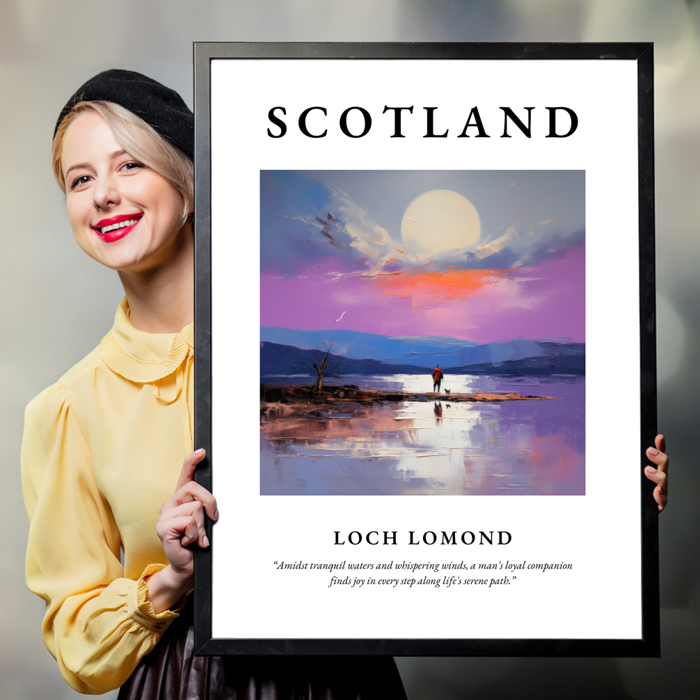 Person holding a poster of Loch Lomond