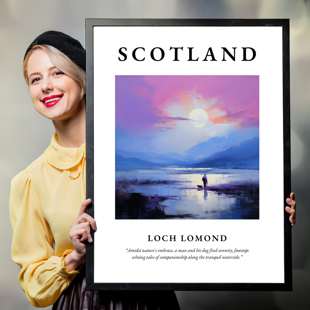 Person holding a poster of Loch Lomond