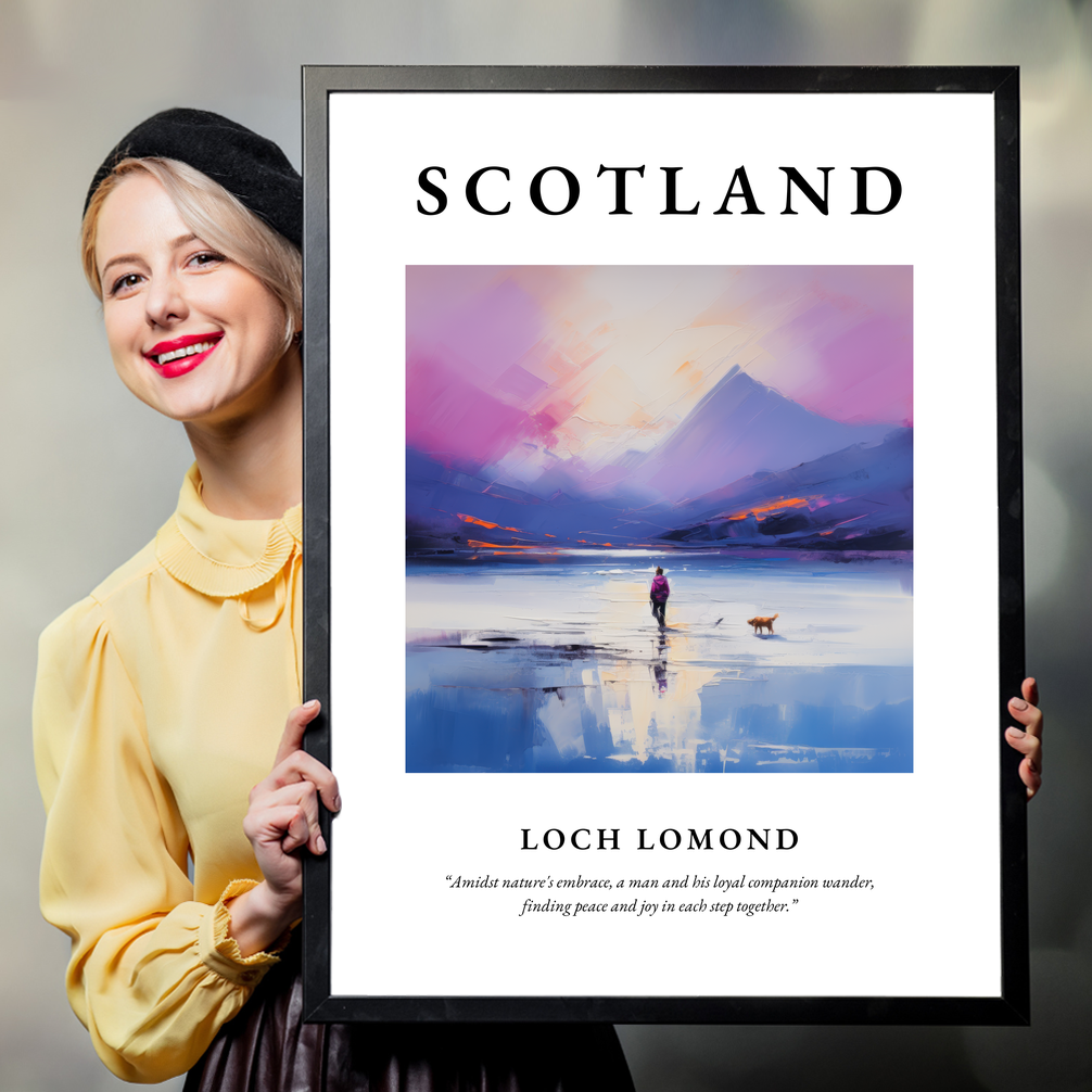 Person holding a poster of Loch Lomond