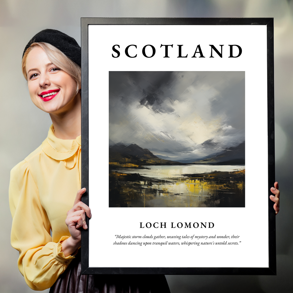 Person holding a poster of Loch Lomond