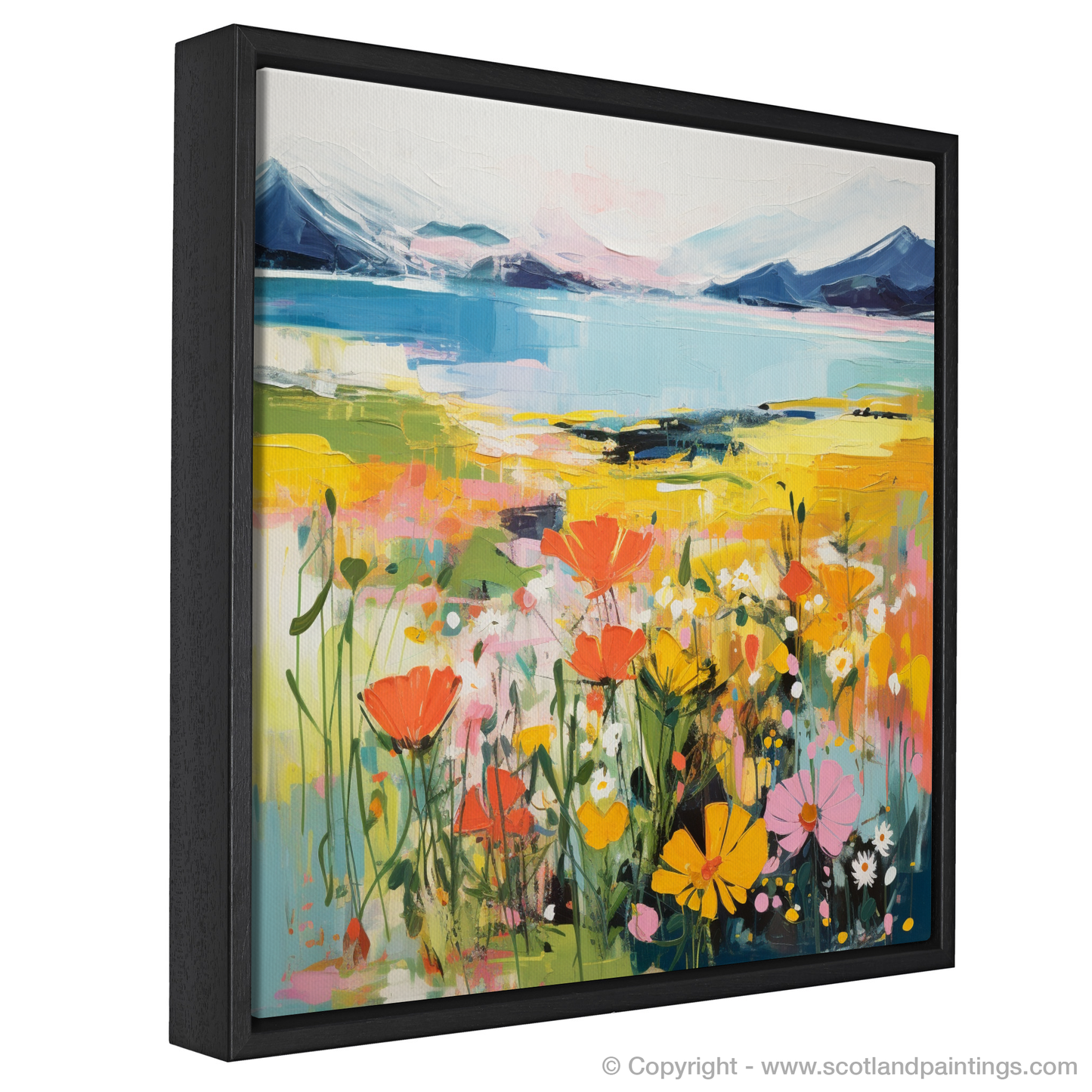 Painting and Art Print of Wildflowers by Loch Lomond entitled "Vibrant Wildflowers by Loch Lomond".