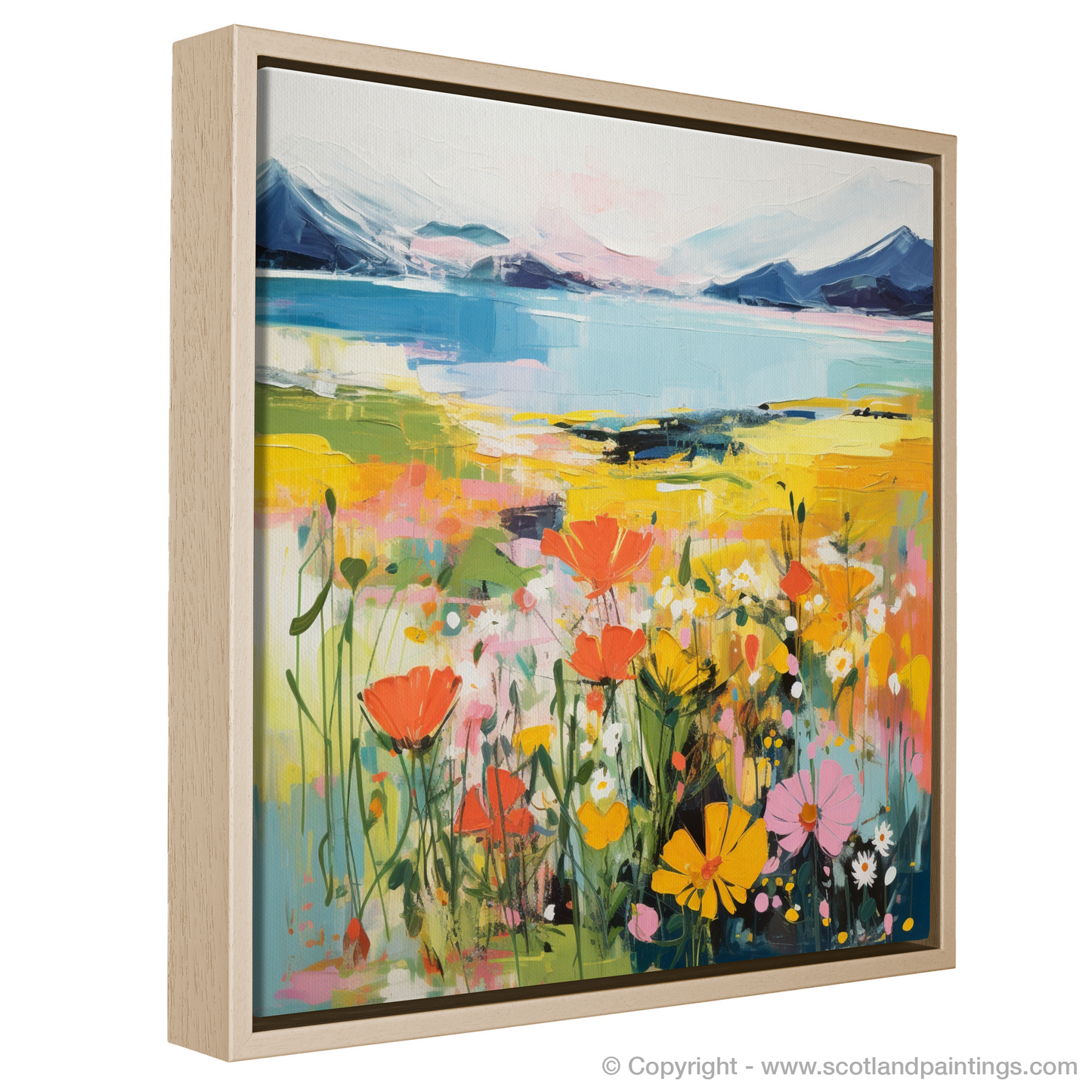 Painting and Art Print of Wildflowers by Loch Lomond entitled "Vibrant Wildflowers by Loch Lomond".