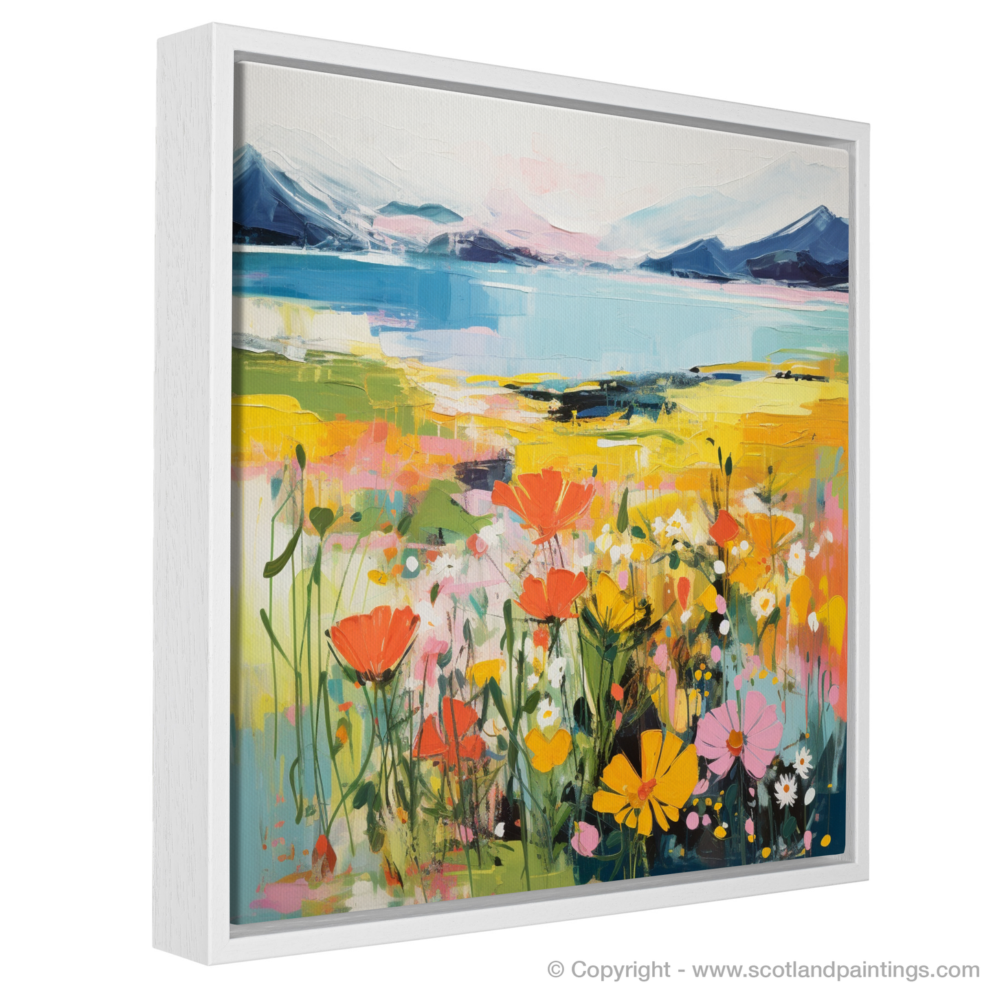 Painting and Art Print of Wildflowers by Loch Lomond entitled "Vibrant Wildflowers by Loch Lomond".